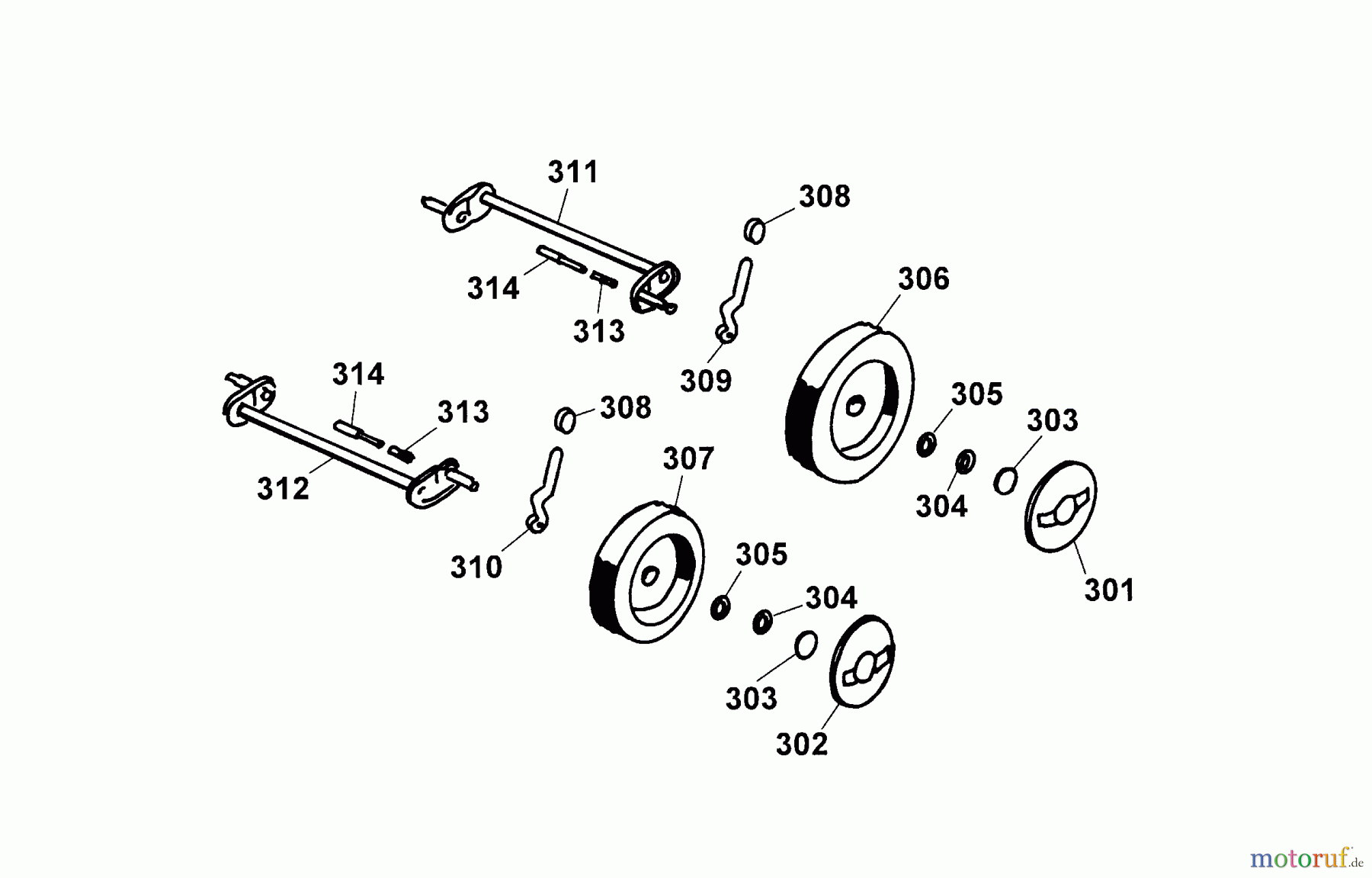  Wolf-Garten Electric mower Premio 32 E 4922003 Series G, H  (2003) Height adjustment, Wheels