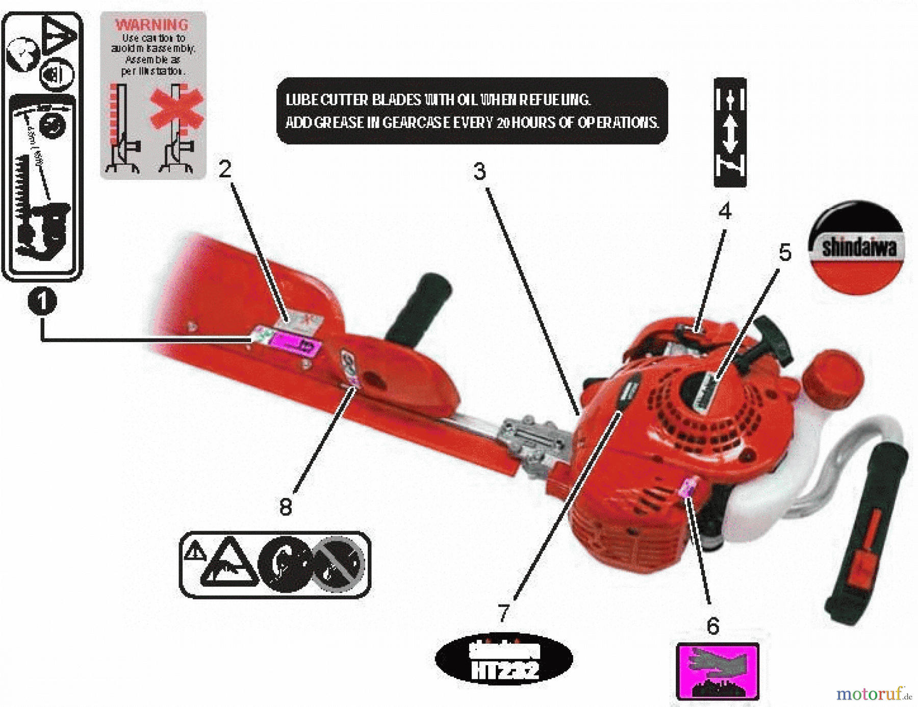  Shindaiwa Heckenscheren HT232 - Shindaiwa Hedge Trimmer, Single-Sided, Labels