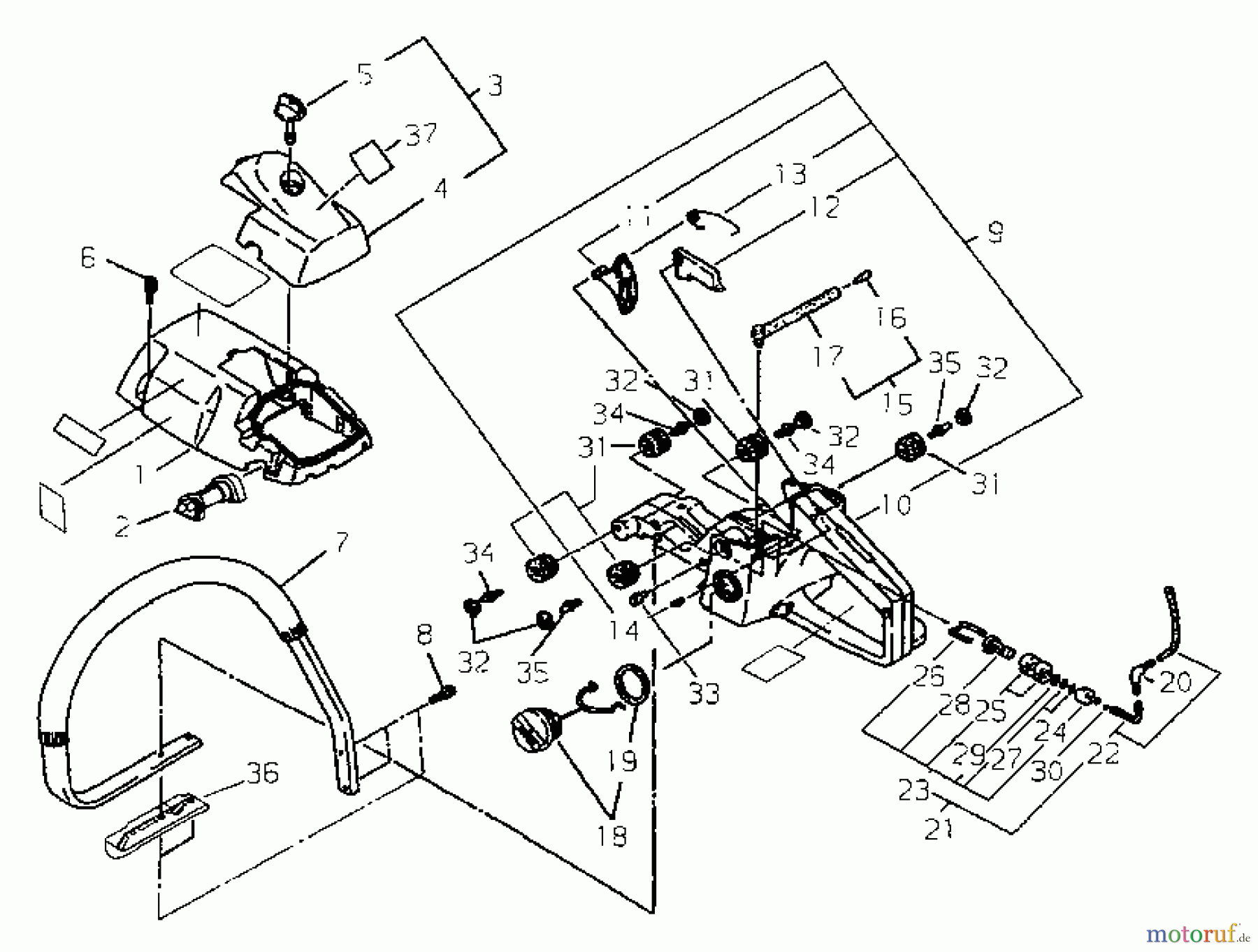  Shindaiwa Sägen, Motorsägen 285S - Shindaiwa Chainsaw Fuel Tank, Handle