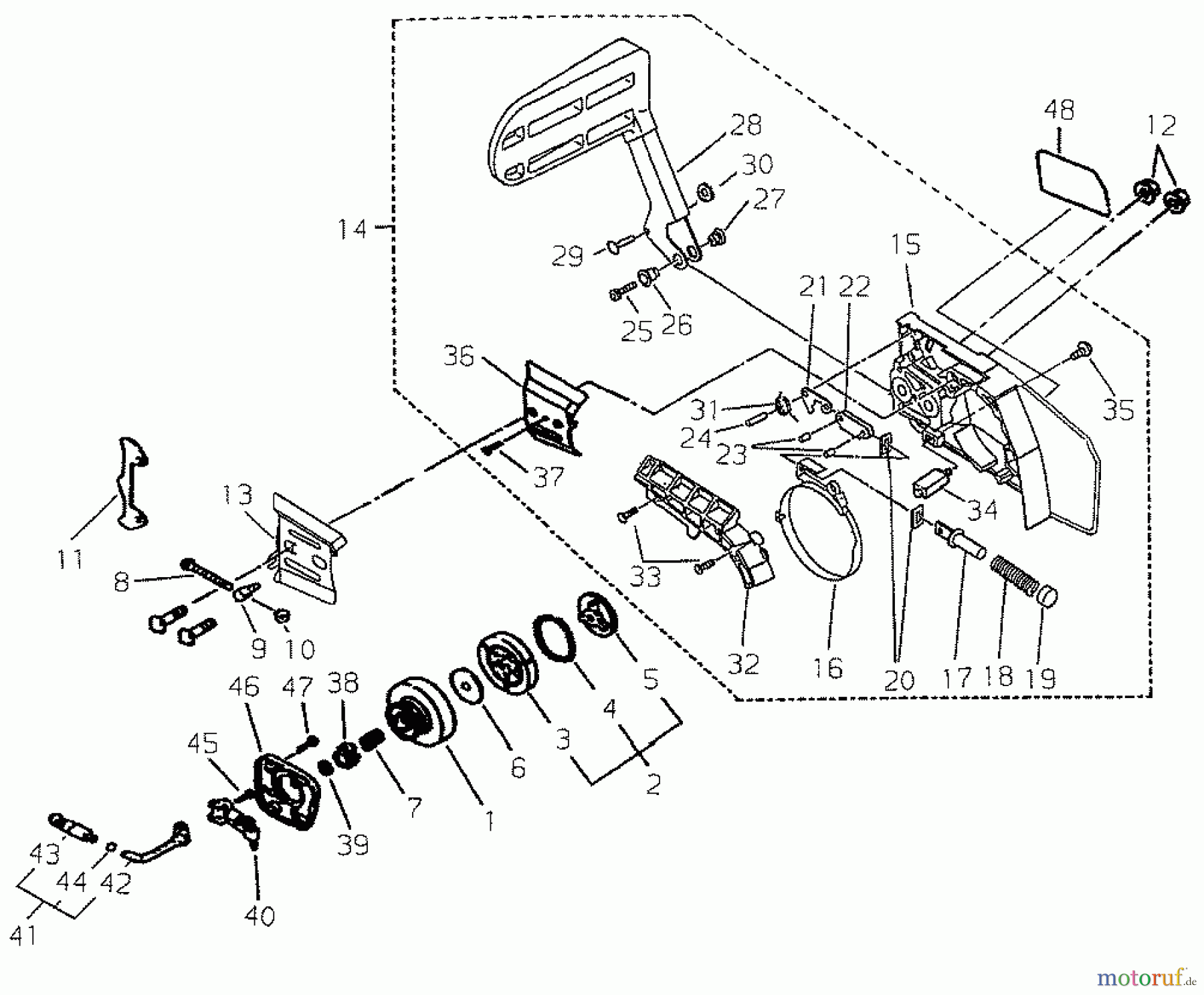  Shindaiwa Sägen, Motorsägen 352S - Shindaiwa Chainsaw Kupplung,Ölpume, Kettenbremse