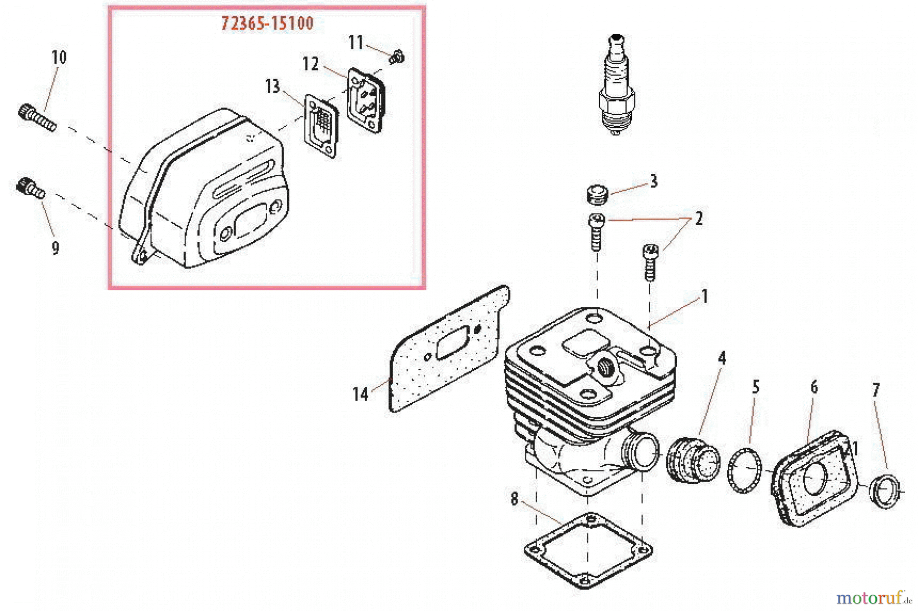  Shindaiwa Sägen, Motorsägen 488 - Shindaiwa Chainsaw Cylinder/Muffler