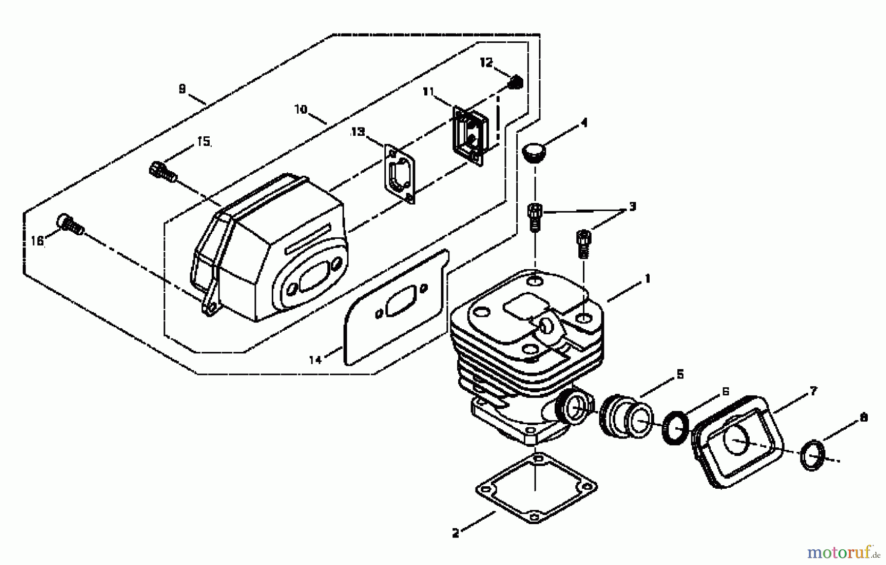  Shindaiwa Sägen, Motorsägen 488P - Shindaiwa Chainsaw, Cylinder / Muffler