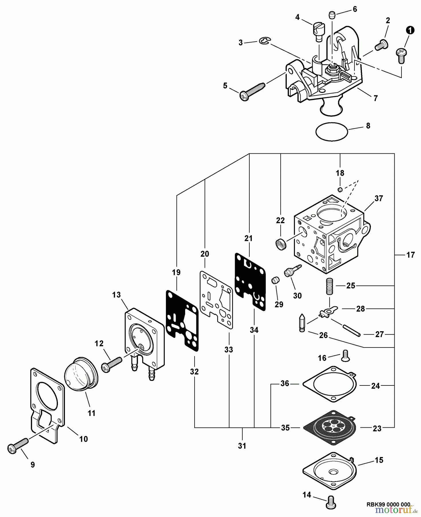  Shindaiwa Trimmer, Faden / Bürste T254 - Shindaiwa String Trimmer, S/N: T10311001001 - T10311999999 Carburetor -- RB-K99