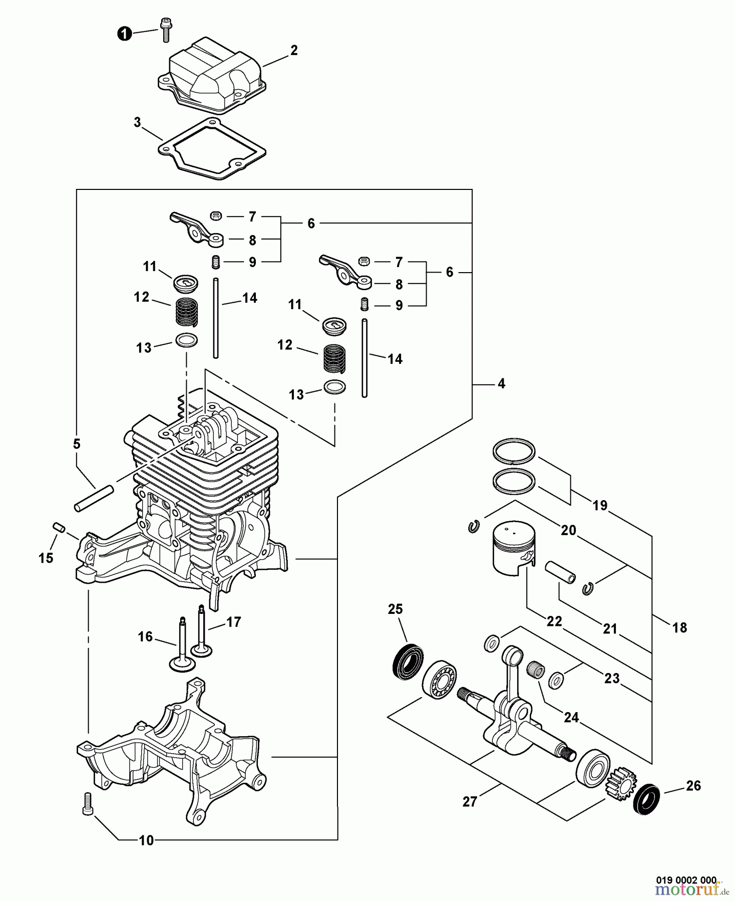  Shindaiwa Kantenschneider LE254 - Shindaiwa Hand Held Edger, S/N: T13413001001 - T13413999999 Cylinder, Valve Train, Piston Kit