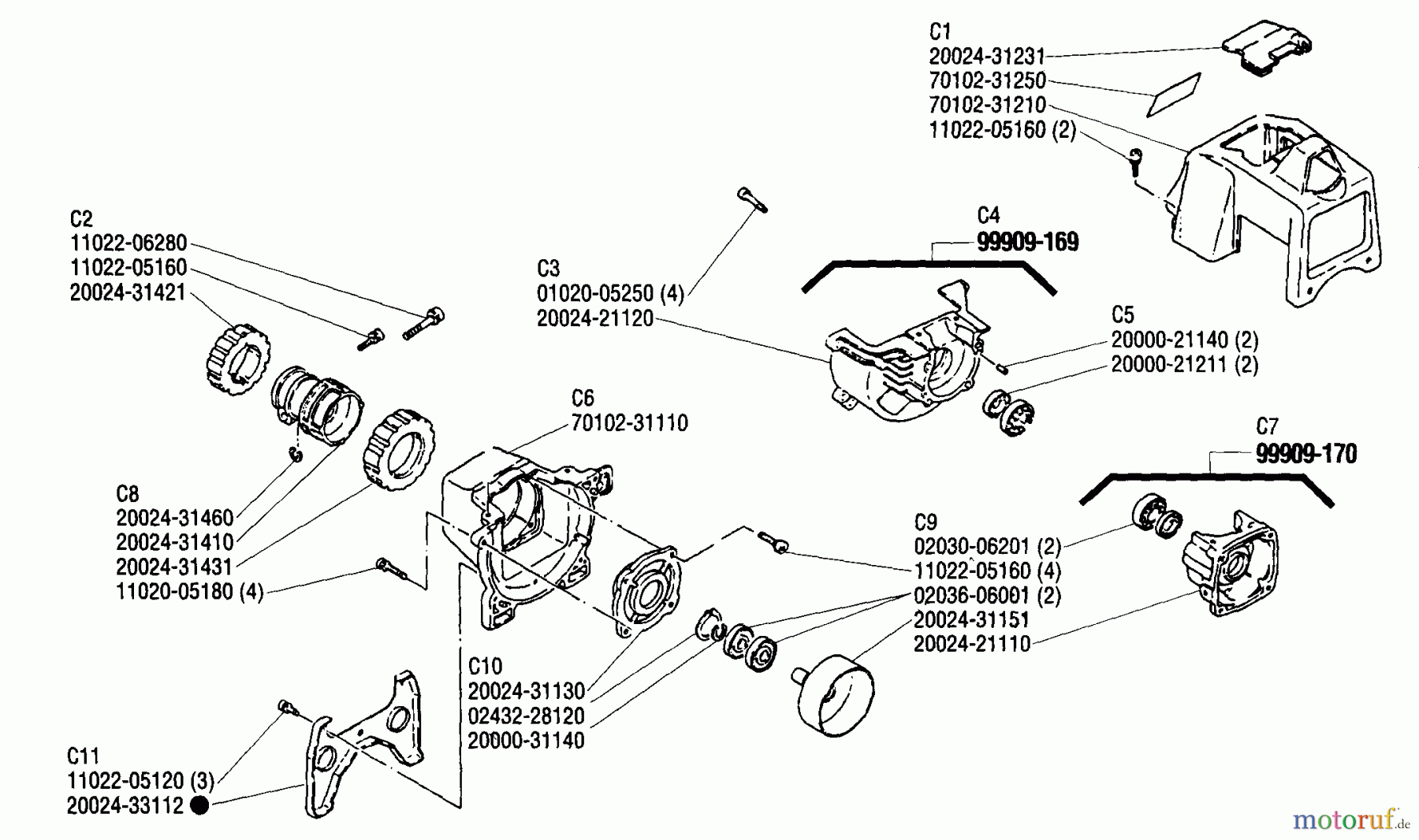  Shindaiwa Trimmer, Faden / Bürste T27 - Shindaiwa String Trimmer Crankcase, Fan Cover