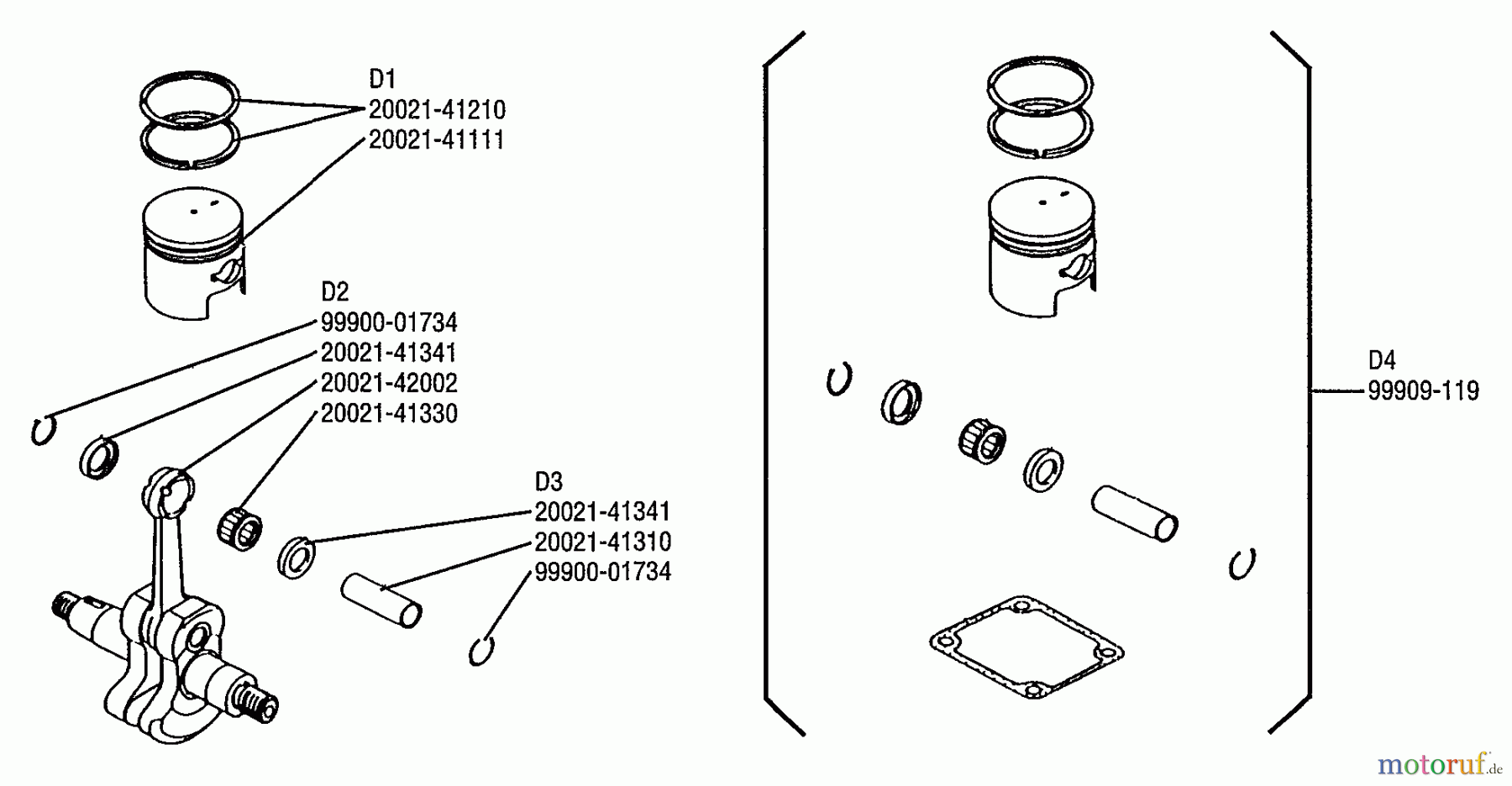  Shindaiwa Wasserpumpen GP45 - Shindaiwa Water Pump Piston, Crankshaft