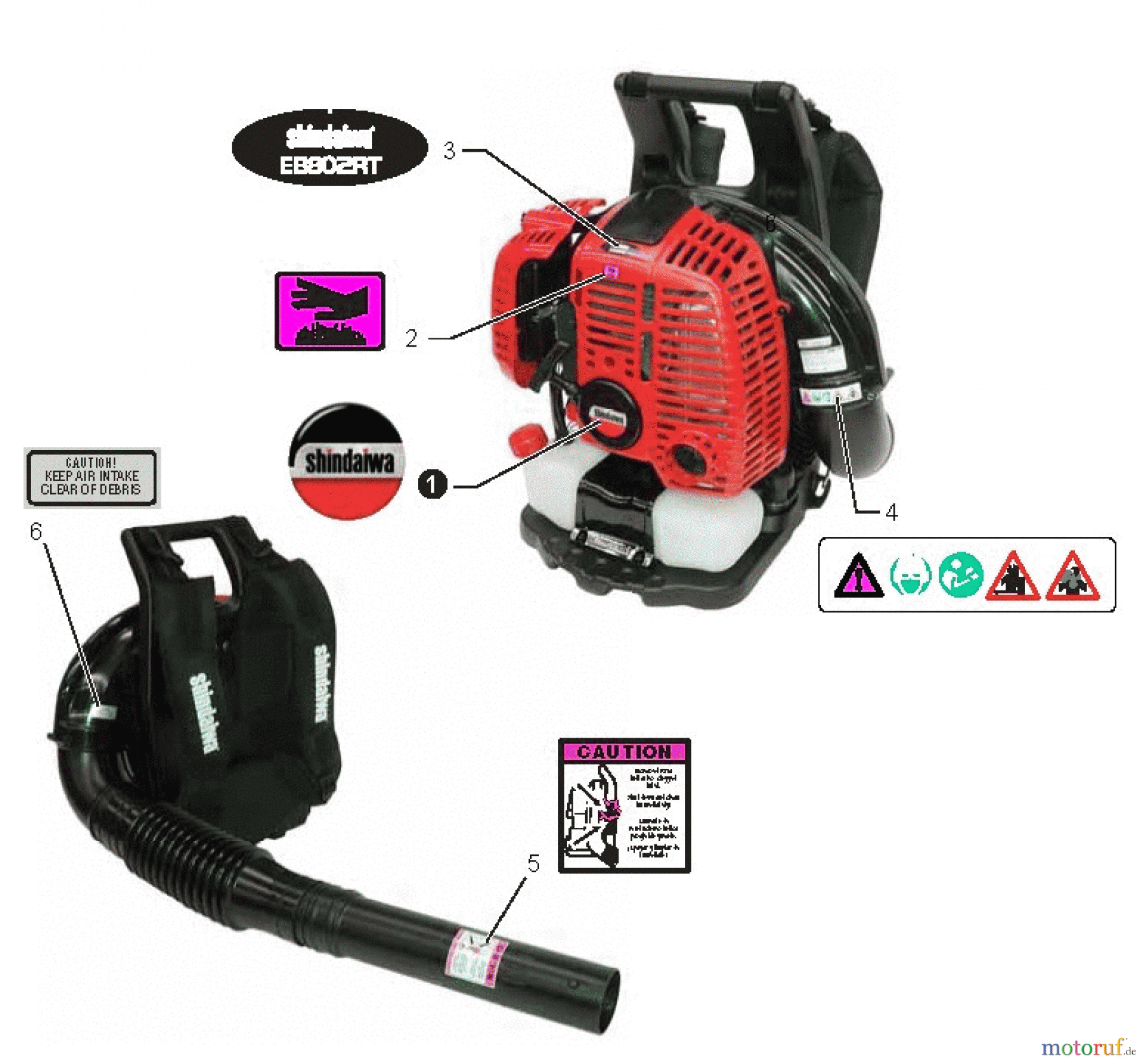  Shindaiwa Bläser / Sauger / Häcksler / Mulchgeräte EB802RT - Shindaiwa Back Pack Blower, Labels