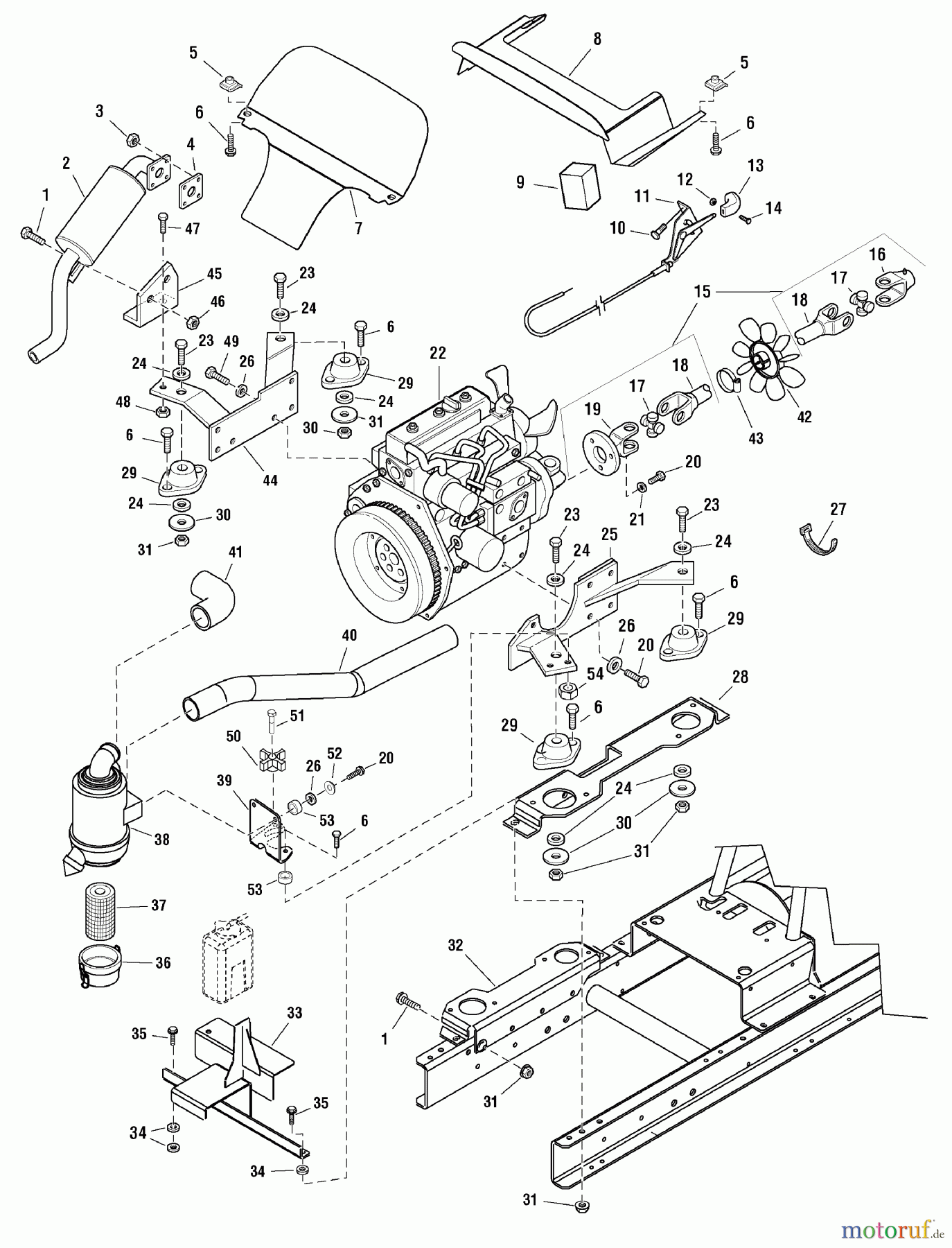  Snapper Rasen- und Gartentraktoren SGT27540D (2690634) - Snapper Garden Tractor, 27HP Diesel, 4WD, 3PT Hitch, GT600 Series 0 Engine Group - 27HP Briggs & Stratton Diesel Diagram 1