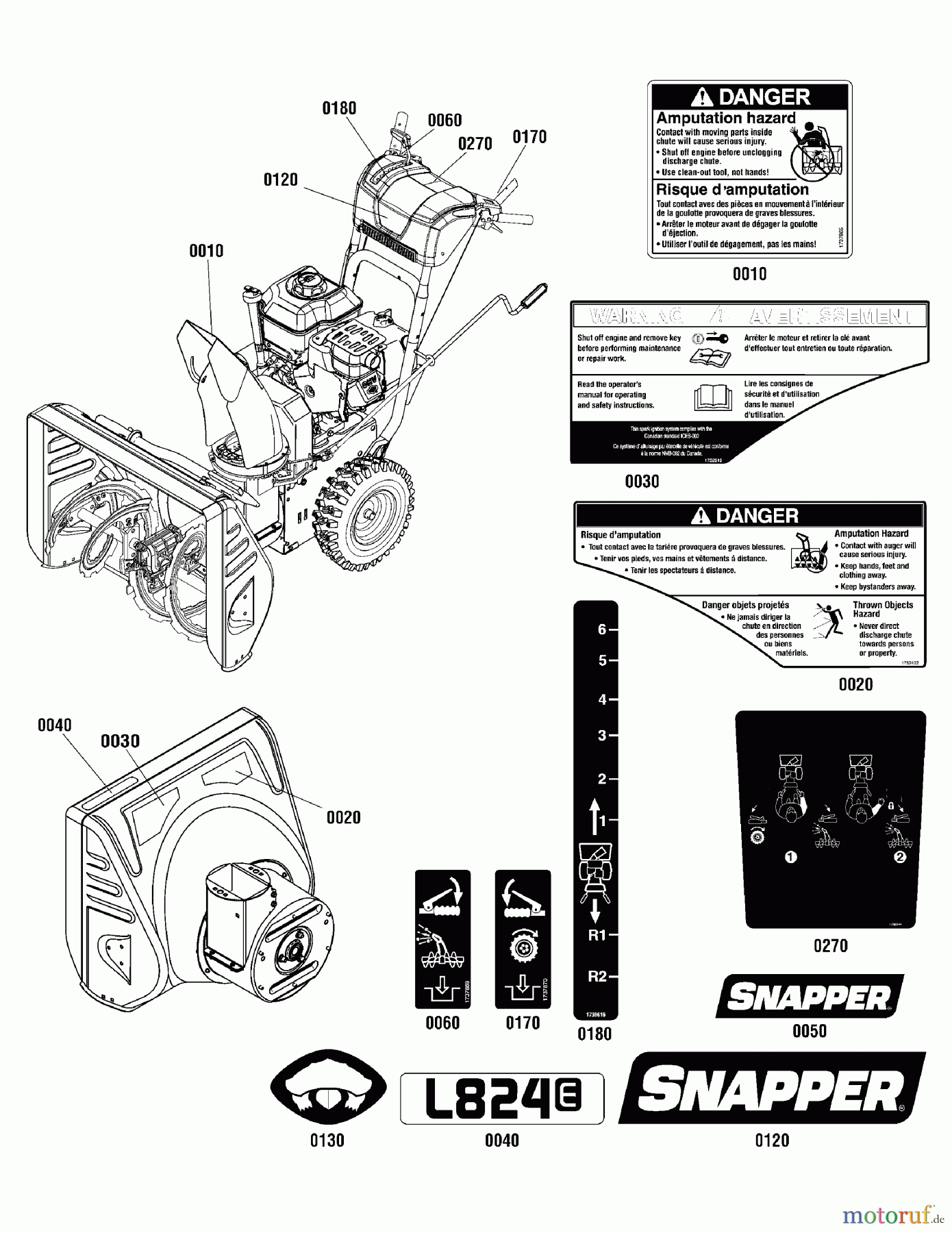  Snapper Schneefräsen L824E (1696171-00) - Snapper 24