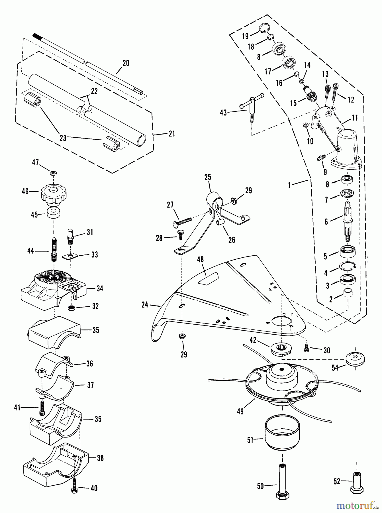  Snapper Trimmer 2450 - Snapper Walk-Behind Trimmer 2450R.T. Gear Head, Tube & Bushing Assmy And Plastic Shield