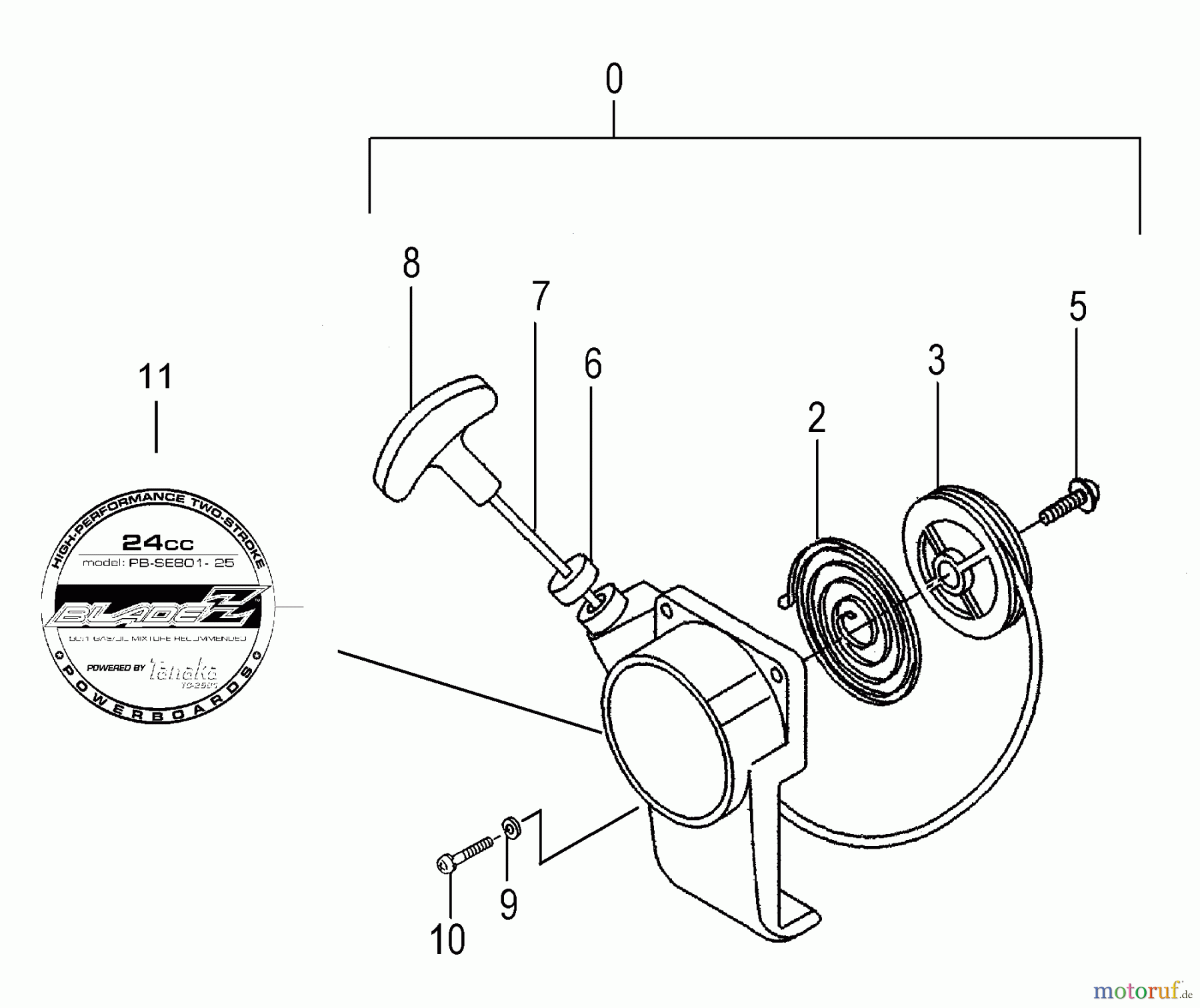  Tanaka Sonstiges Moby - Tanaka X 25cc PowerBoard Recoil Starter