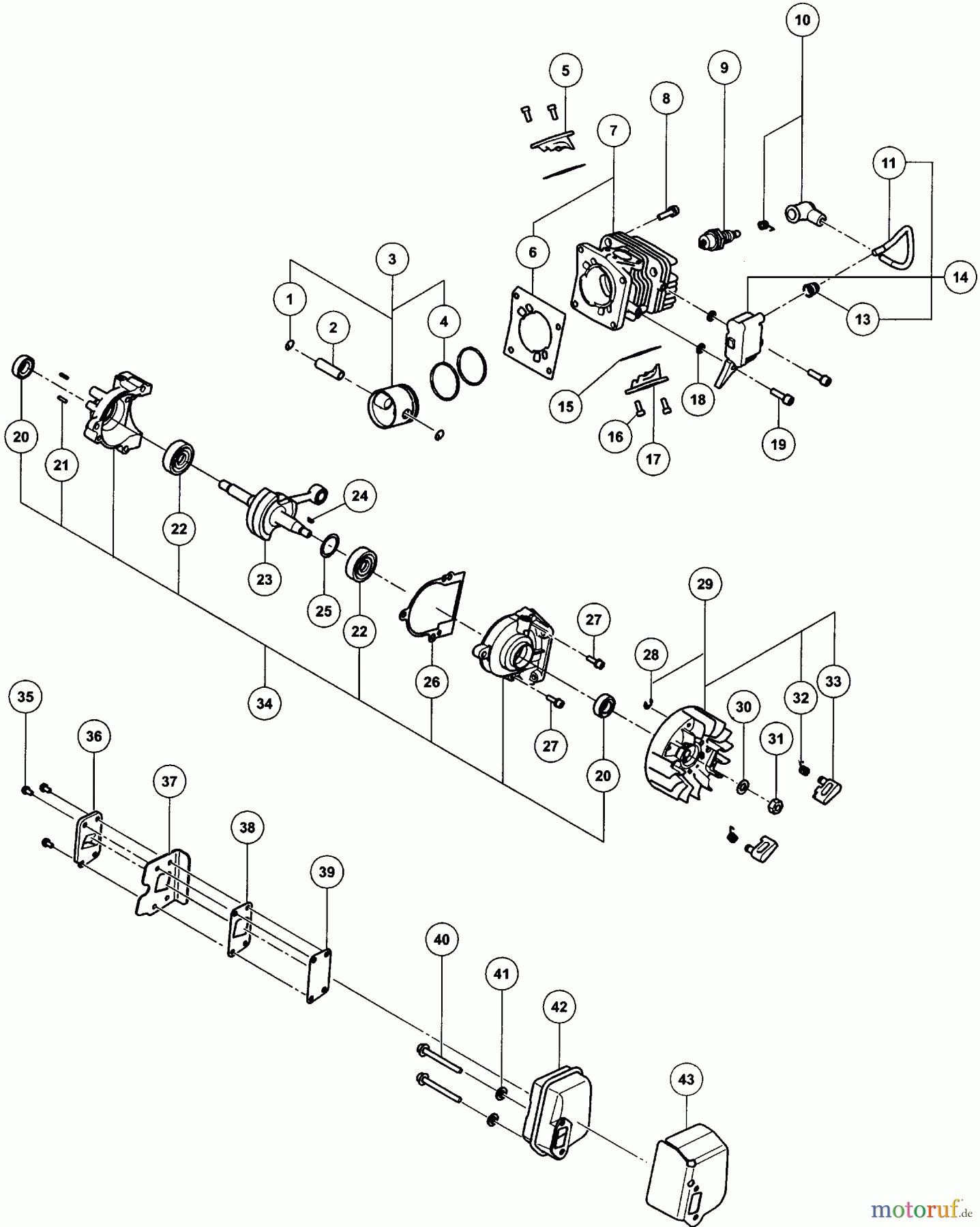  Tanaka Motorsägen TCS-3351PFS - Tanaka 32cc Chainsaw Engine / Cylinder, Piston, Crankshaft