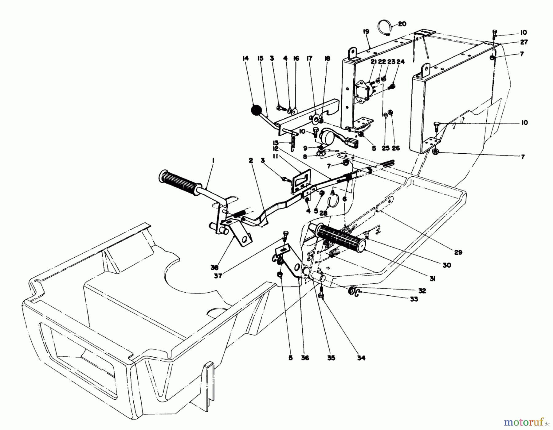  Toro Neu Mowers, Lawn & Garden Tractor Seite 1 57354 (11-44) - Toro 11-44 Pro Lawn Tractor, 1987 (7000001-7999999) BRAKE & CLUTCH PEDAL ASSEMBLY