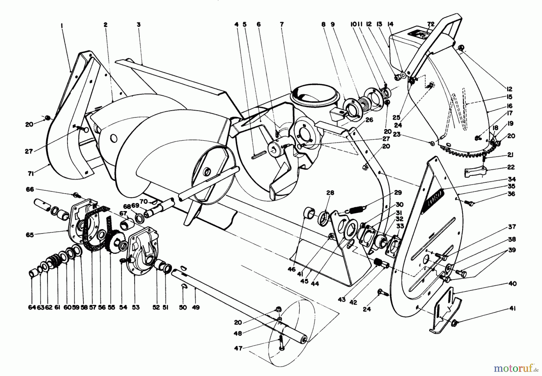  Toro Neu Mowers, Lawn & Garden Tractor Seite 1 57365 (11-38) - Toro 11-38 Pro Lawn Tractor, 1986 (6000001-6999999) AUGER ASSEMBLY 36