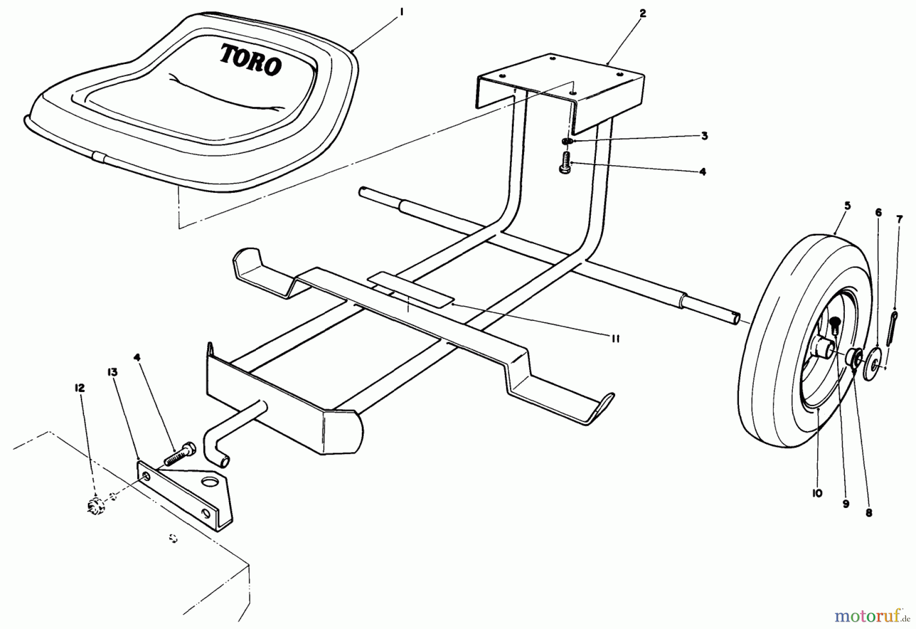  Toro Neu Mowers, Drive Unit Only 30111 - Toro Mid-Size Proline Gear Traction Unit, 11 hp, 1986 (6000001-6999999) SULKY KIT MODEL NO. 30122 (OPTIONAL)