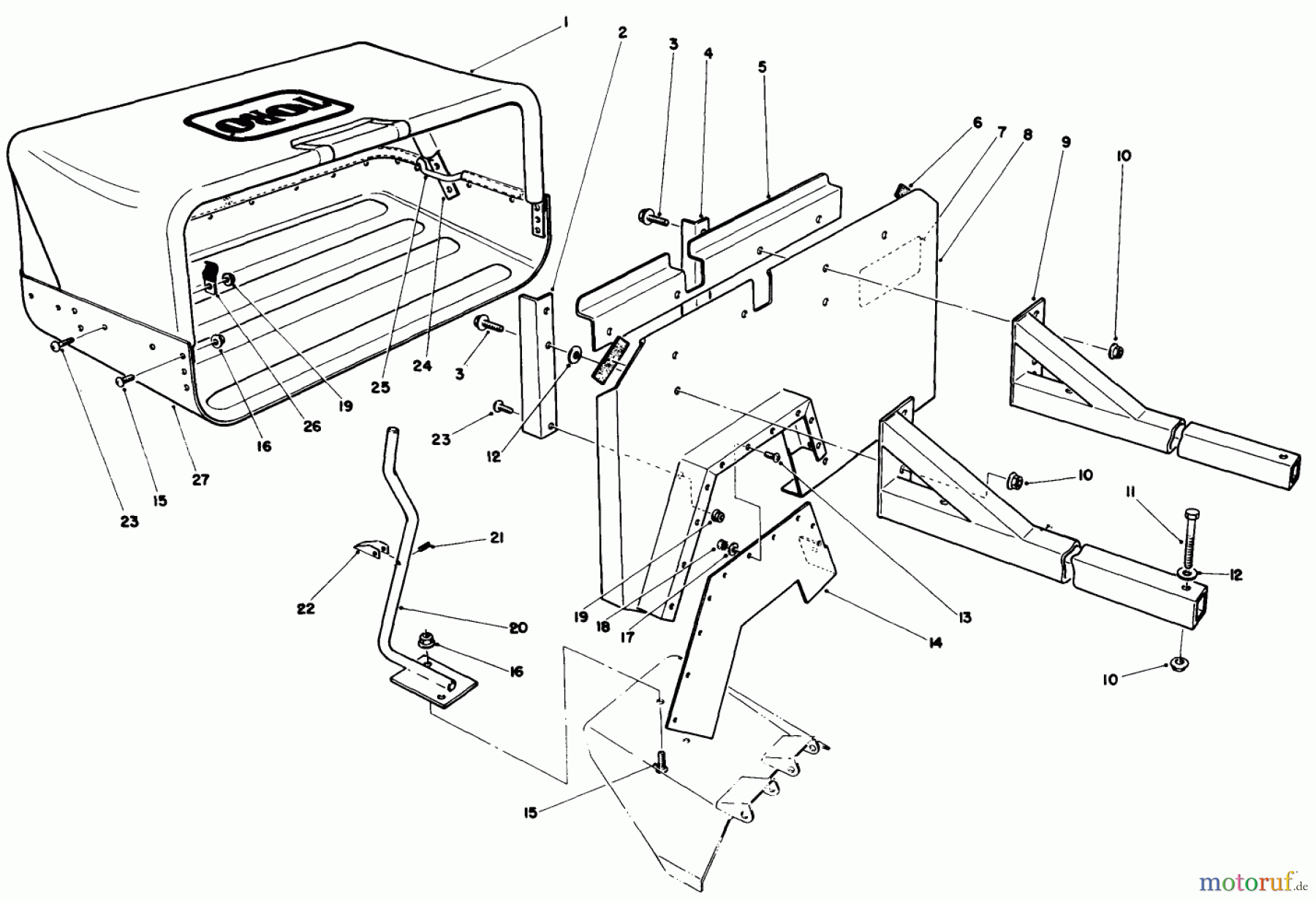  Toro Neu Mowers, Drive Unit Only 30112 - Toro Mid-Size Proline Gear Traction Unit, 12.5 hp, 1986 (6000001-6999999) 36 INCH SIDE DISCHARGE BAGGING KIT NO. 30125 (OPTIONAL)