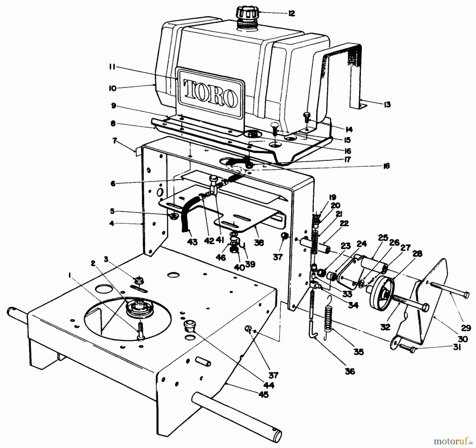  Toro Neu Mowers, Drive Unit Only 30115 - Toro Mid-Size Proline Gear Traction Unit, 12.5 hp, 1989 (9000001-9999999) FRAME ASSEMBLY