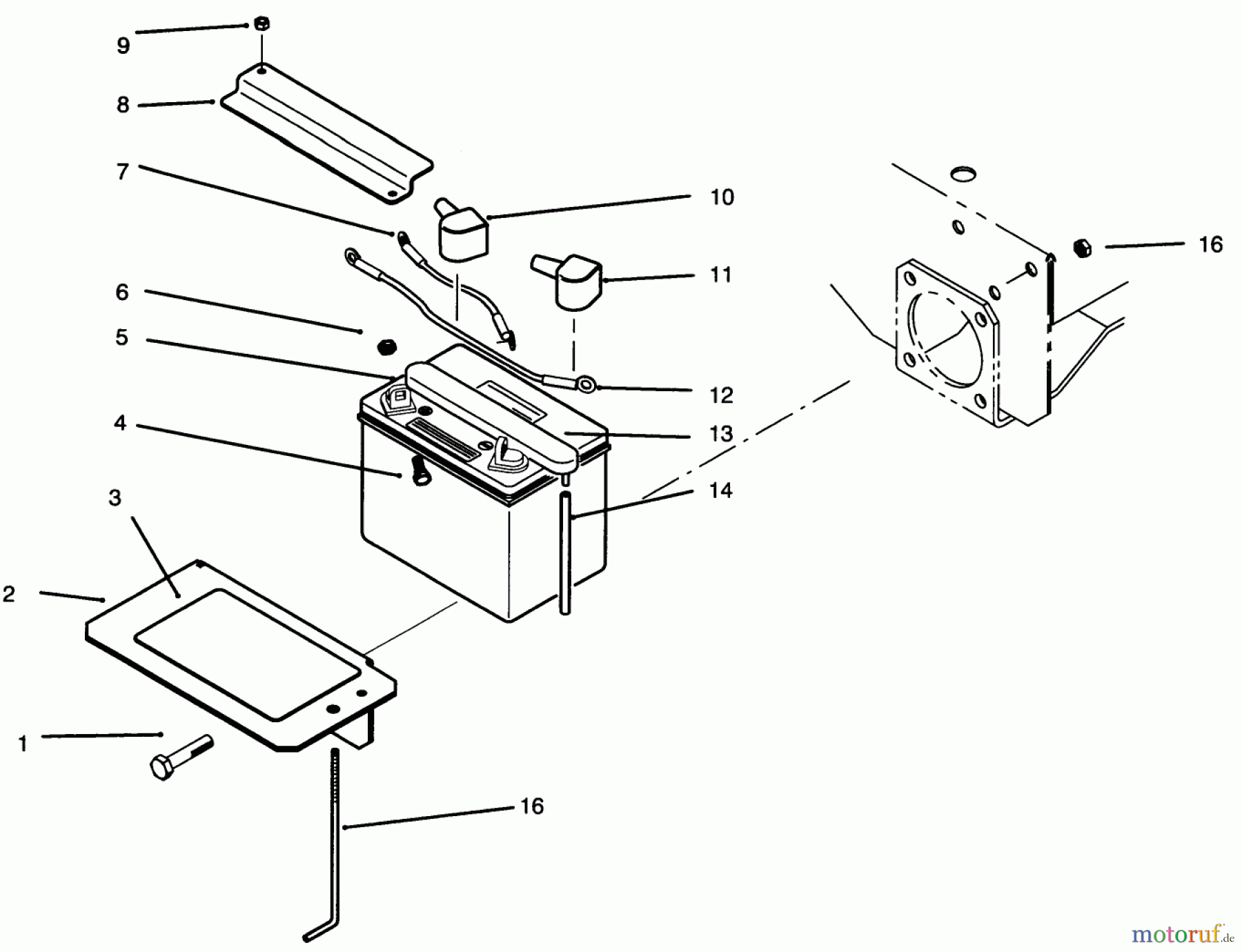  Toro Neu Mowers, Drive Unit Only 30191 - Toro Mid-Size Proline Hydro Traction Unit, 20 hp, 1995 (590001-599999) BATTERY ASSEMBLY