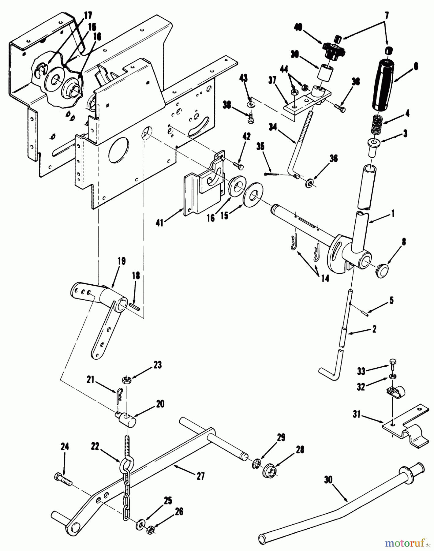  Toro Neu Mowers, Lawn & Garden Tractor Seite 1 01-14E801 (E-141) - Toro E-141 8-Speed Tractor, 1980 LIFT LINKAGE