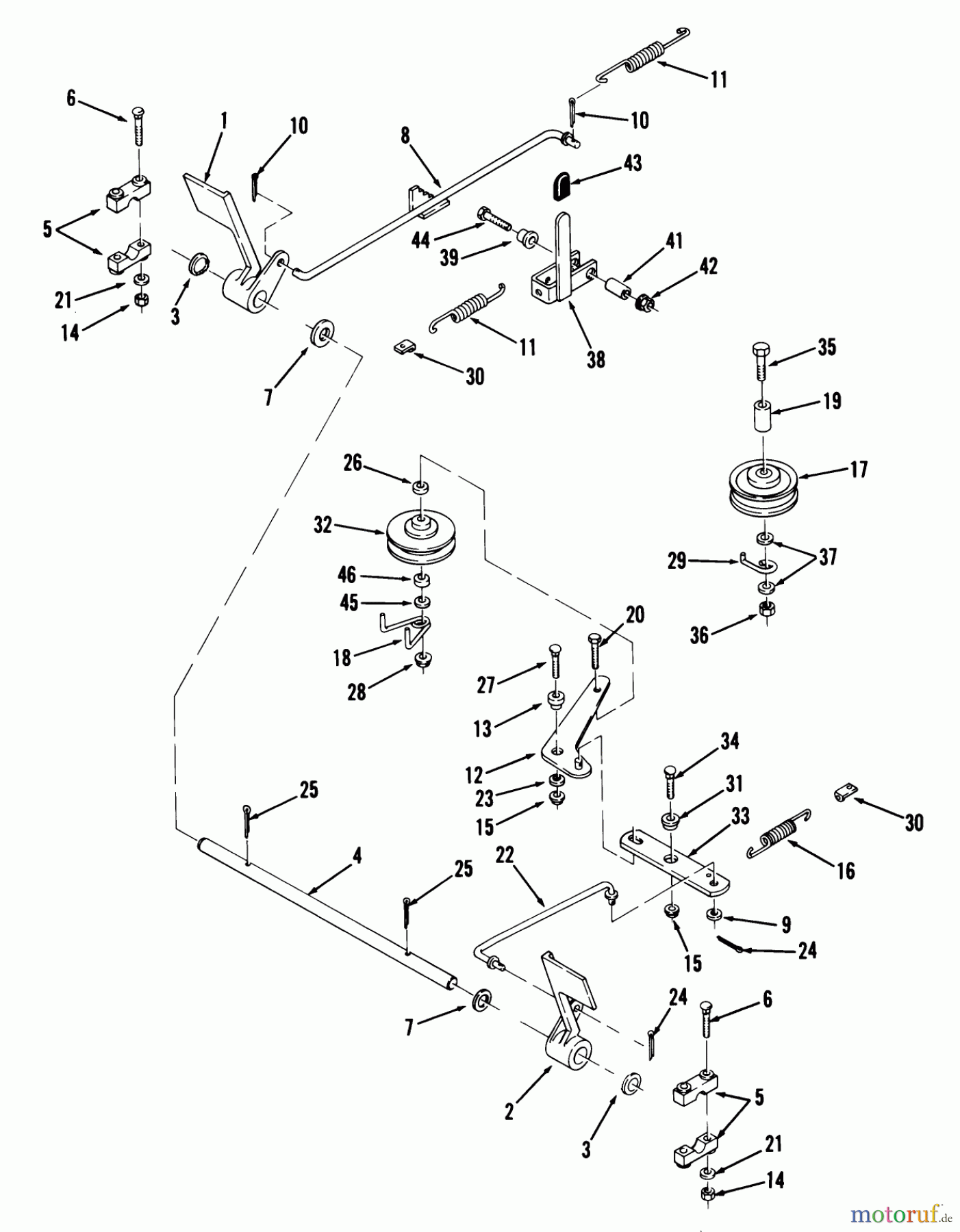  Toro Neu Mowers, Lawn & Garden Tractor Seite 1 02-11BH01 (SB-371) - Toro SB-371 3-Speed Lawn Tractor, 1982 BRAKE AND CLUTCH LINKAGE