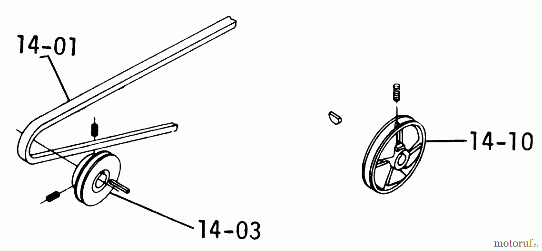  Toro Neu Mowers, Lawn & Garden Tractor Seite 1 1-0141 (B-80) - Toro B-80 4-Speed Tractor, 1975 B-100 PARTS MANUAL 14.000 DRIVE BELTS AND PULLEYS (FIG. 14A)