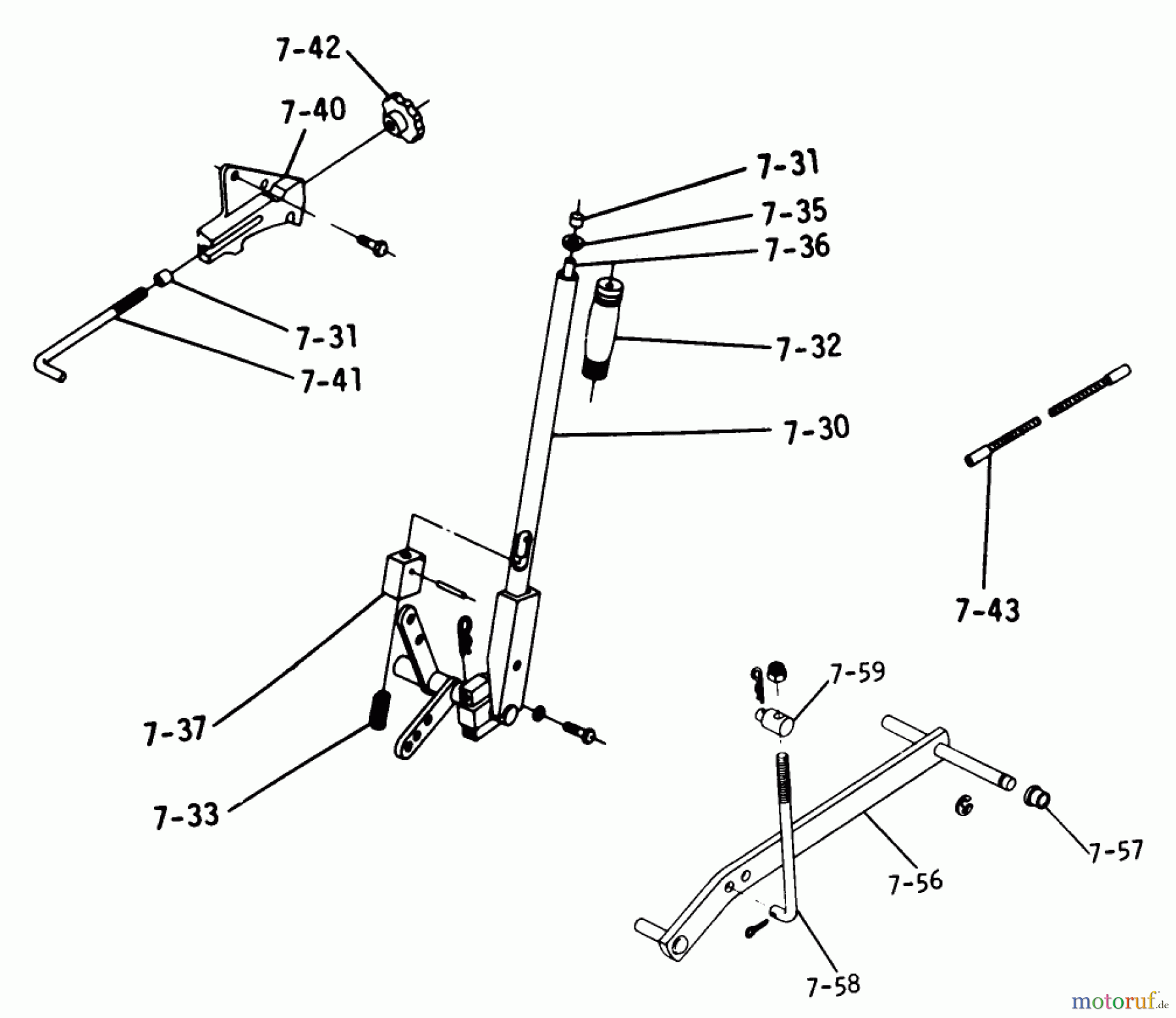  Toro Neu Mowers, Lawn & Garden Tractor Seite 1 1-0141 (B-80) - Toro B-80 4-Speed Tractor, 1975 B-100 PARTS MANUAL 7.030 LIFT LINKAGE (FIG. 7B)