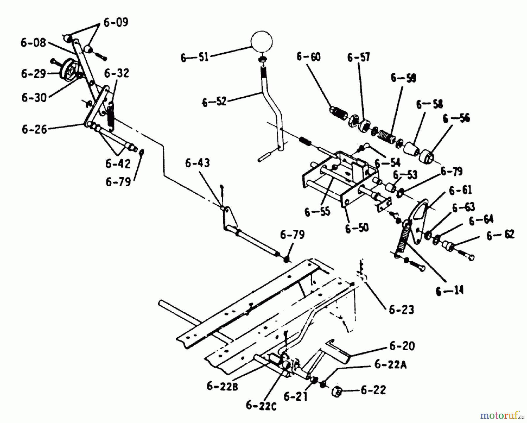  Toro Neu Mowers, Lawn & Garden Tractor Seite 1 1-0440 - Toro 16 hp Automatic Tractor, 1973 PARTS LIST FOR 6.050 BRAKE CLUTCH SPEED CONTROL LINKAGE (6.5)