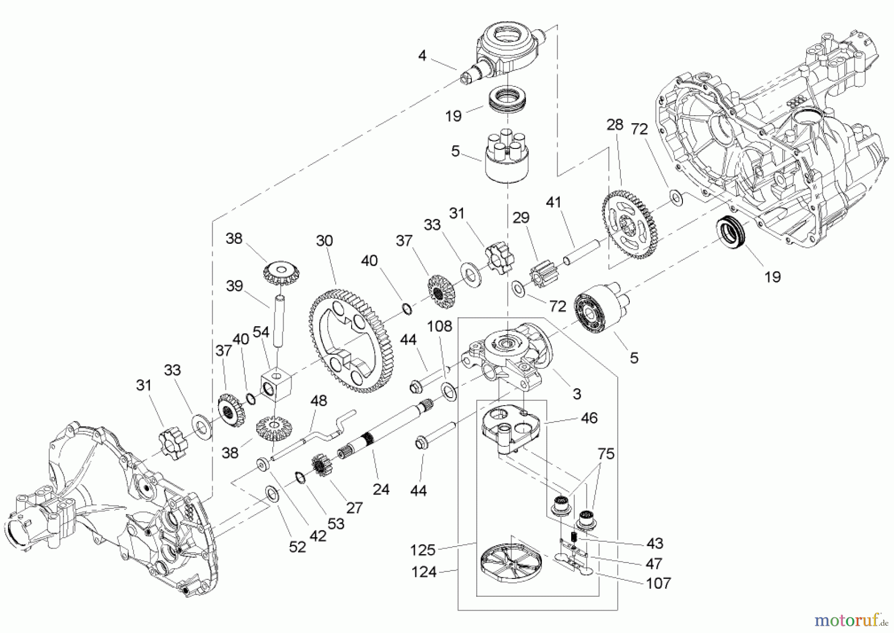  Toro Neu Mowers, Lawn & Garden Tractor Seite 1 135E (RT380H) - Toro RT380H Recycling Mower, 2008 (280000001-280999999) GEAR ASSEMBLY TRANSAXLE NO. 104-1760