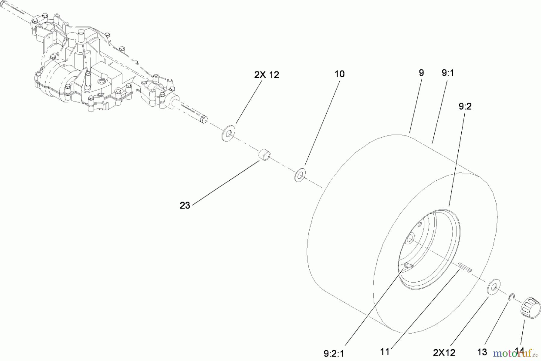  Toro Neu Mowers, Lawn & Garden Tractor Seite 1 135E (RT380H) - Toro RT380H Recycling Mower, 2008 (280000001-280999999) REAR WHEEL AND TIRE ASSEMBLY