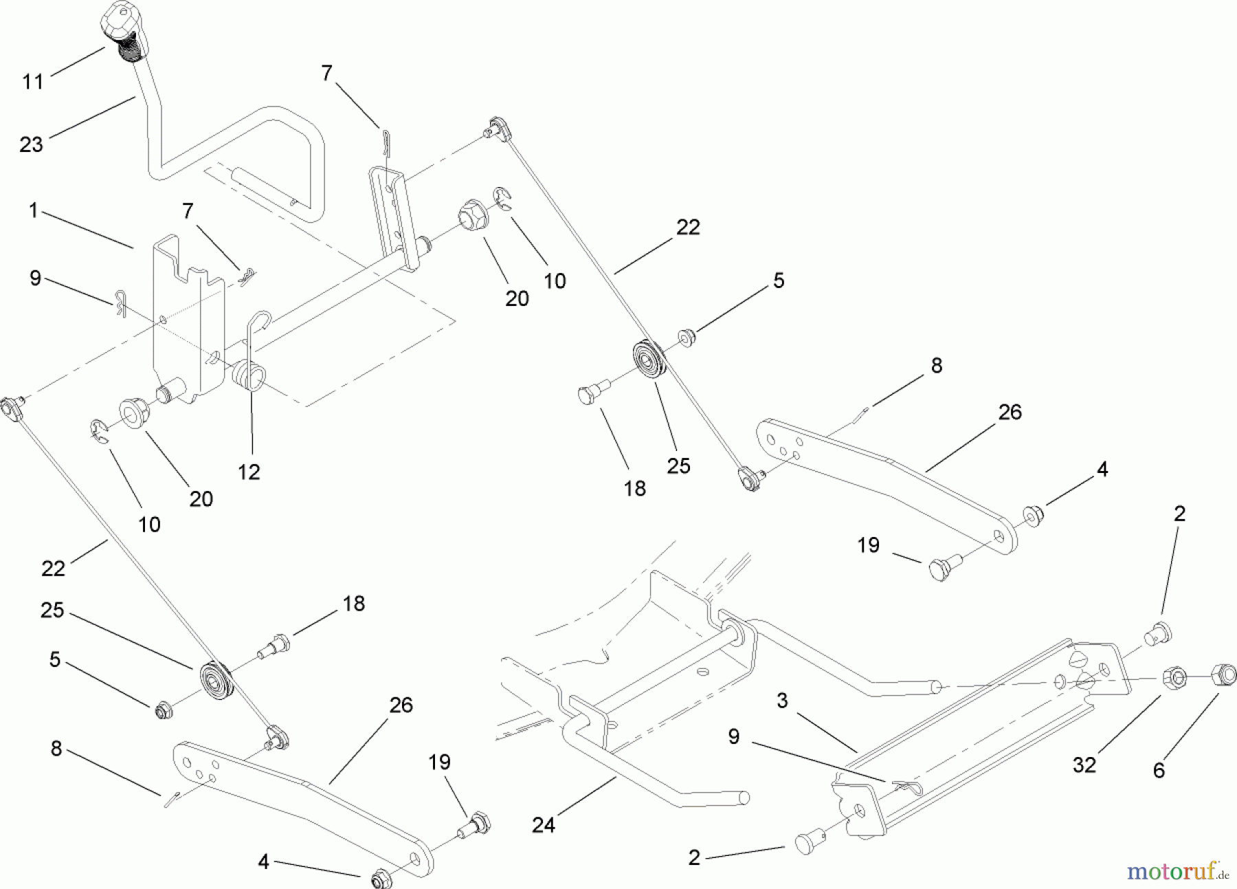  Toro Neu Mowers, Lawn & Garden Tractor Seite 1 13AP60RP544 (LX500) - Toro LX500 Lawn Tractor, 2006 (1A056B50000-) DECK LIFT ARM ASSEMBLY