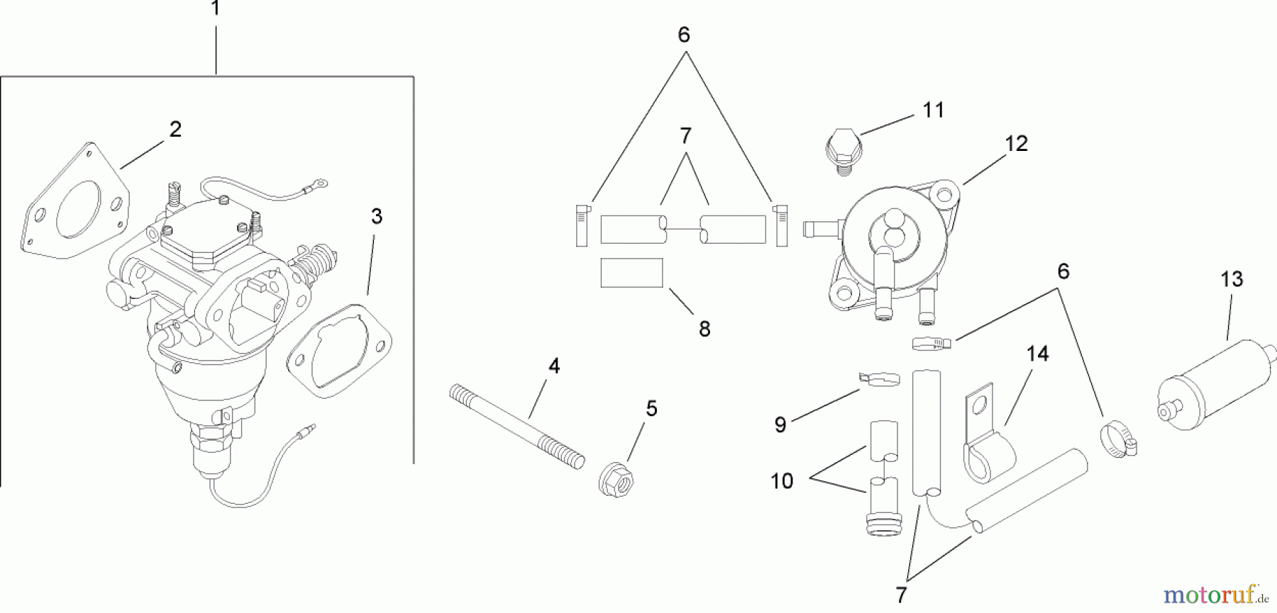  Toro Neu Mowers, Lawn & Garden Tractor Seite 1 13AP60RP744 (LX500) - Toro LX500 Lawn Tractor, 2006 (1A096B50000-) FUEL SYSTEM ASSEMBLY KOHLER SV720-0011