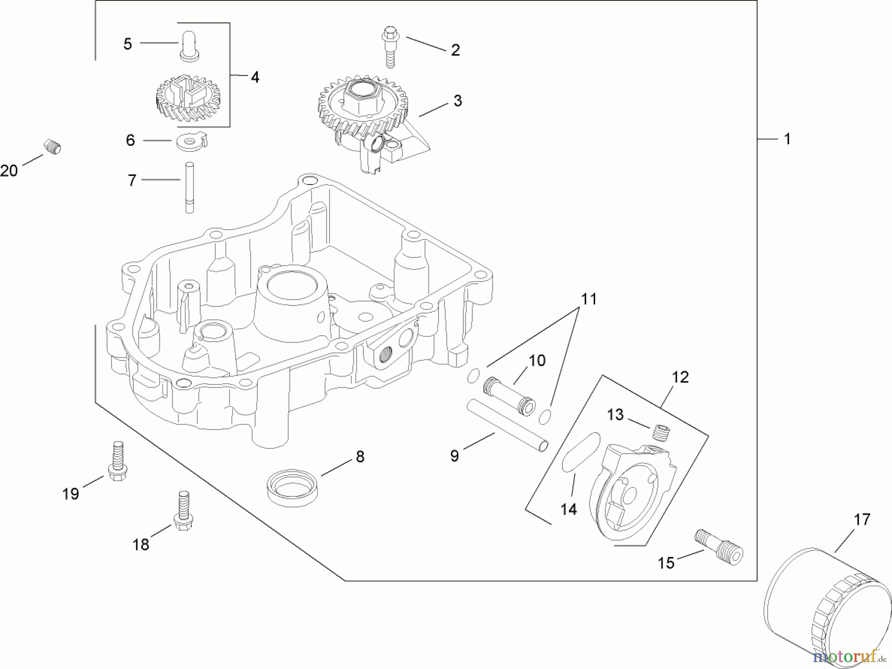  Toro Neu Mowers, Lawn & Garden Tractor Seite 1 13AP60RP744 (LX500) - Toro LX500 Lawn Tractor, 2006 (1A096B50000-) OIL PAN AND LUBRICATION ASSEMBLY KOHLER SV720-0011