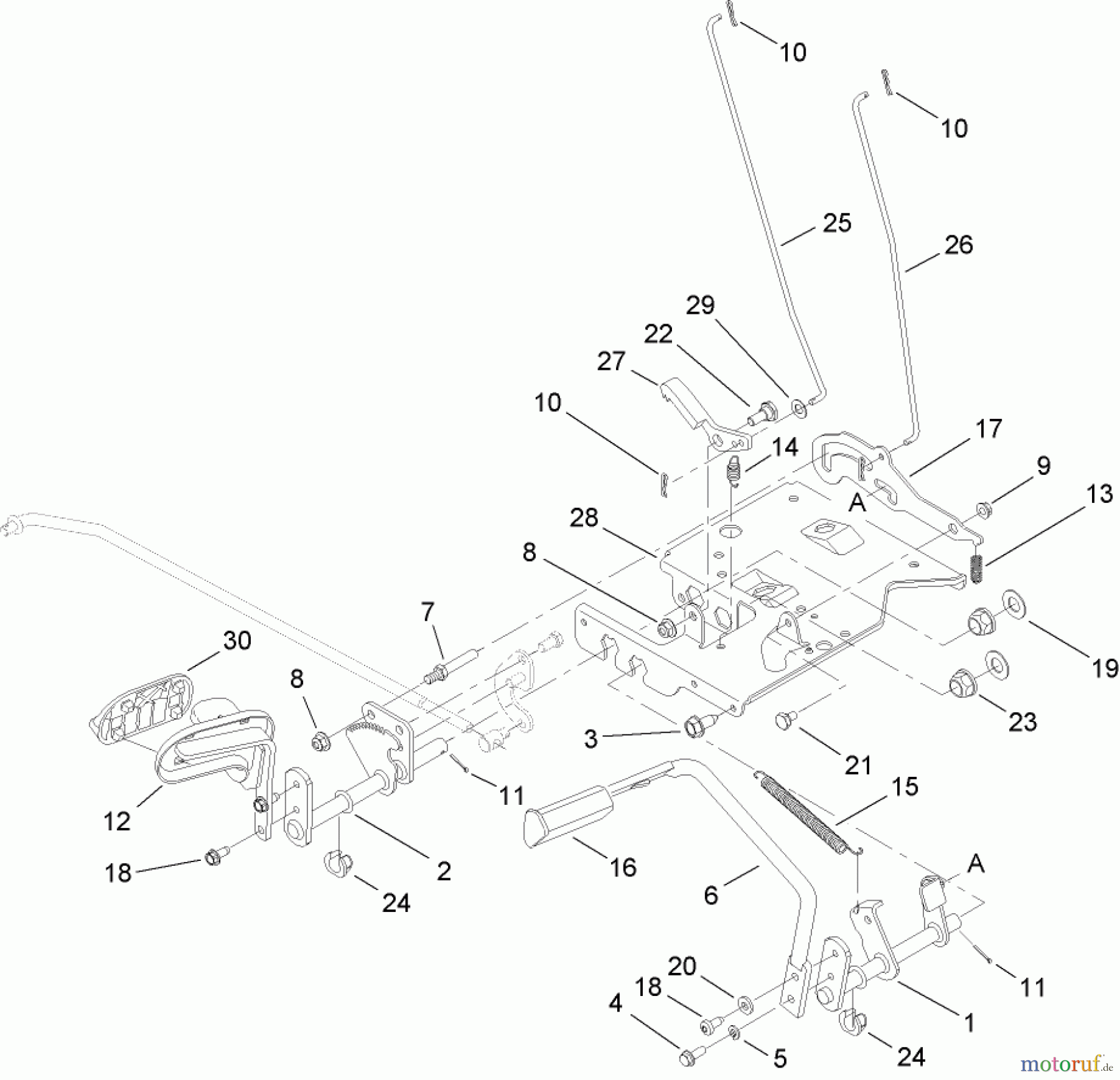  Toro Neu Mowers, Lawn & Garden Tractor Seite 1 13AP62RP544 (SL500) - Toro SL500 Super Lawn Tractor, 2007 (1B157H20701-) BRAKE AND TRACTION ASSEMBLY