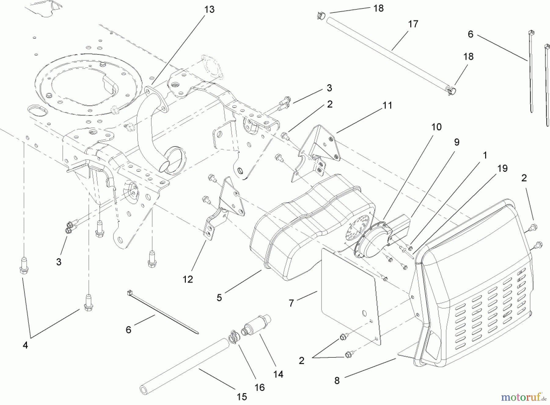  Toro Neu Mowers, Lawn & Garden Tractor Seite 1 13AX60RG744 (LX420) - Toro LX420 Lawn Tractor, 2006 (1L215B10000-) MUFFLER ASSEMBLY