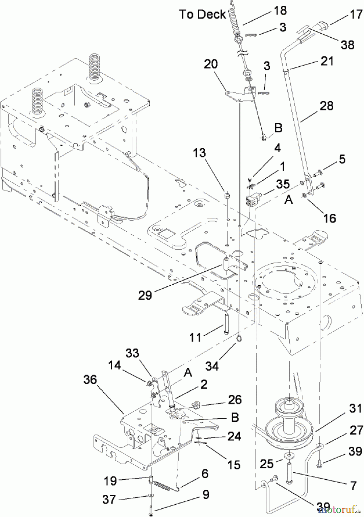  Toro Neu Mowers, Lawn & Garden Tractor Seite 1 13AX60RG744 (LX420) - Toro LX420 Lawn Tractor, 2006 (1L215B10000-) PTO ENGAGE ASSEMBLY