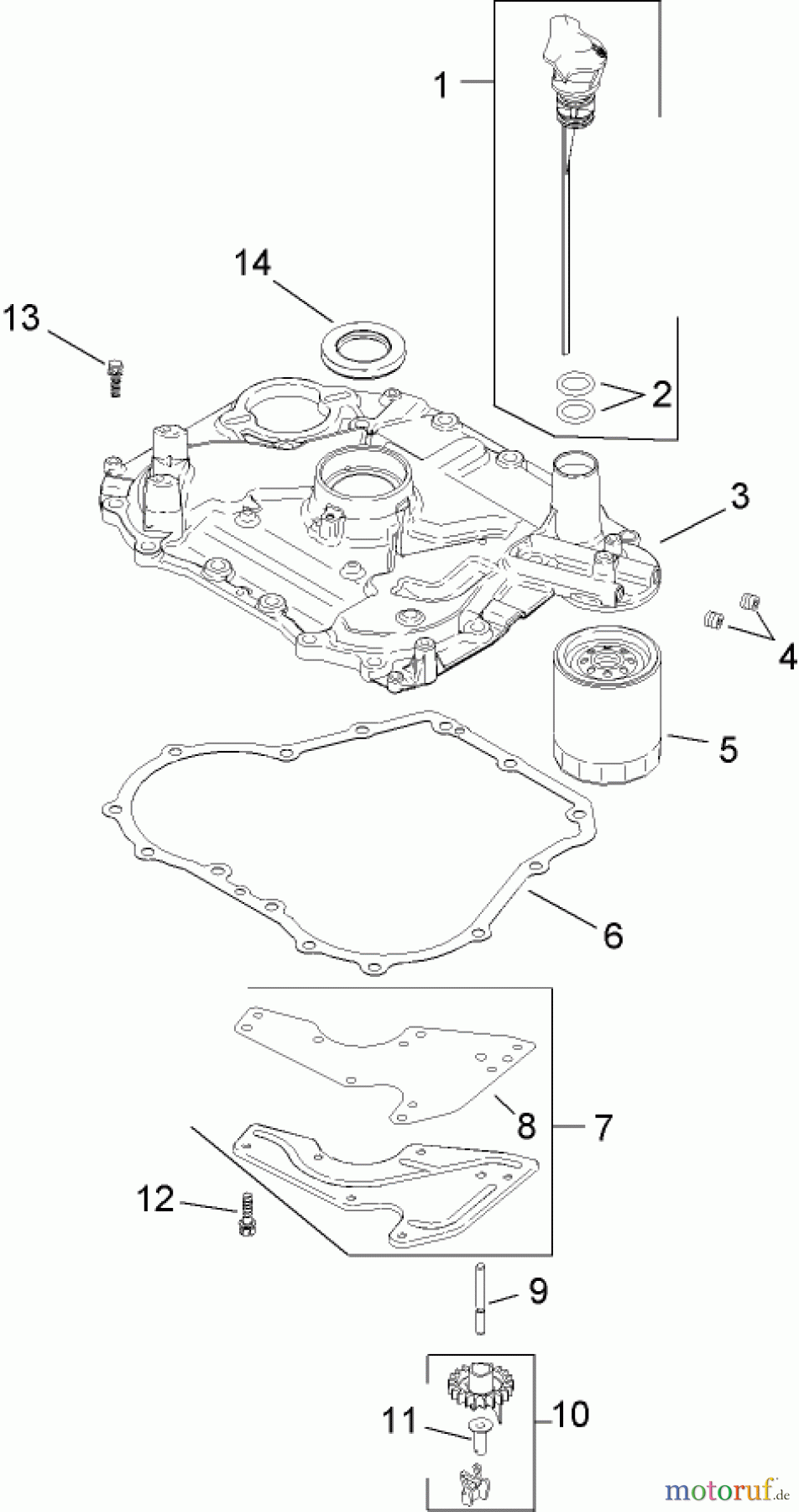  Toro Neu Mowers, Lawn & Garden Tractor Seite 1 13AX60RH544 (LX460) - Toro LX460 Lawn Tractor, 2006 (1A056B50000-) OIL PAN AND LUBRICATION ASSEMBLY KOHLER SV600-0018