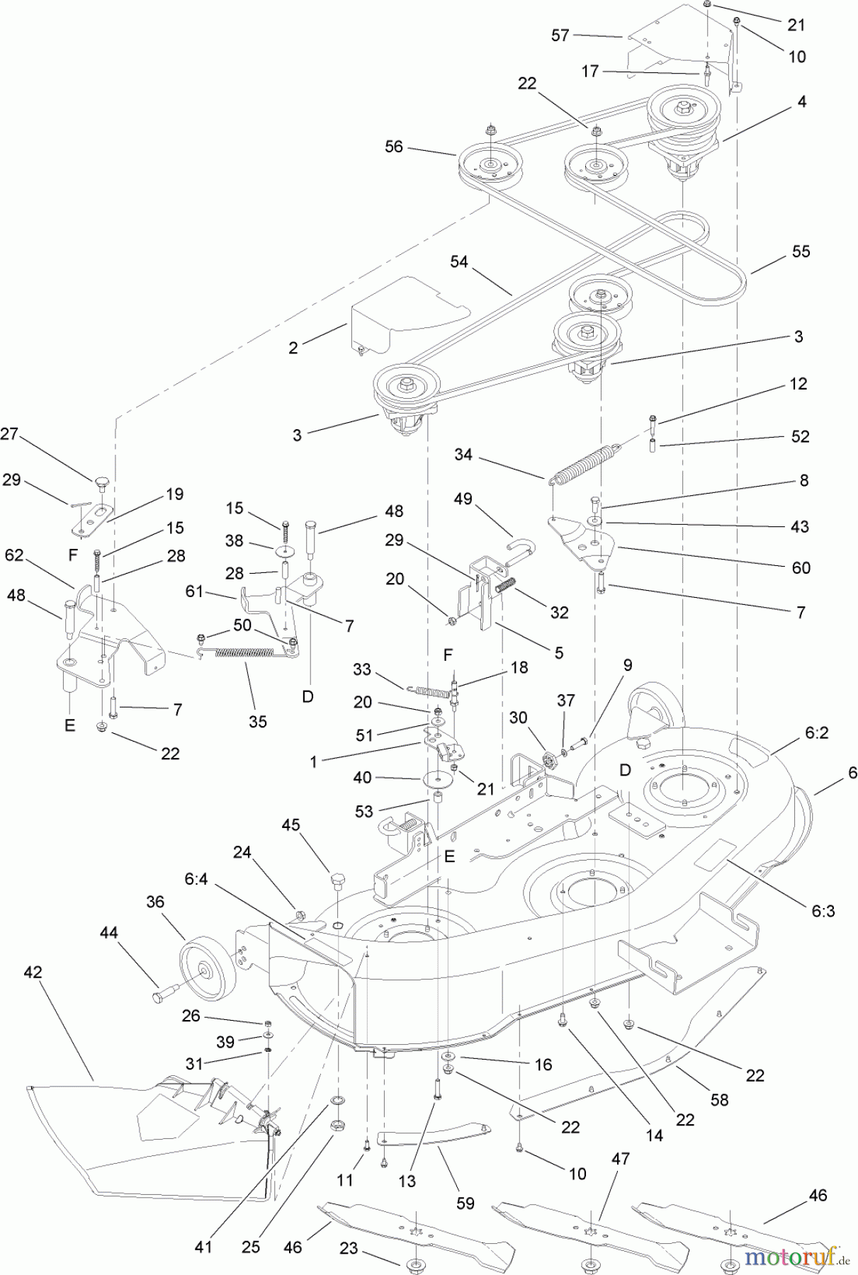  Toro Neu Mowers, Lawn & Garden Tractor Seite 1 13AX60RH744 (LX460) - Toro LX460 Lawn Tractor, 2006 (1A056B50000-) DECK ASSEMBLY