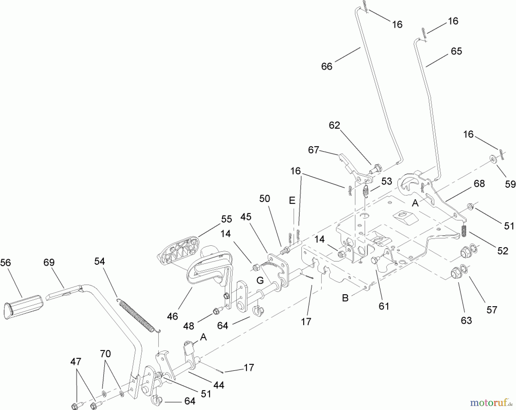  Toro Neu Mowers, Lawn & Garden Tractor Seite 1 13AX61RH748 (LX465) - Toro LX465 Lawn Tractor, 2007 (SN 1A117H10393-) BRAKE AND TRACTION PEDAL ASSEMBLY