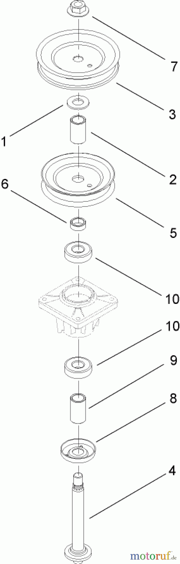  Toro Neu Mowers, Lawn & Garden Tractor Seite 1 13AX61RH748 (LX465) - Toro LX465 Lawn Tractor, 2007 (SN 1A117H10393-) DOUBLE PULLEY SPINDLE ASSEMBLY NO. 112-0383