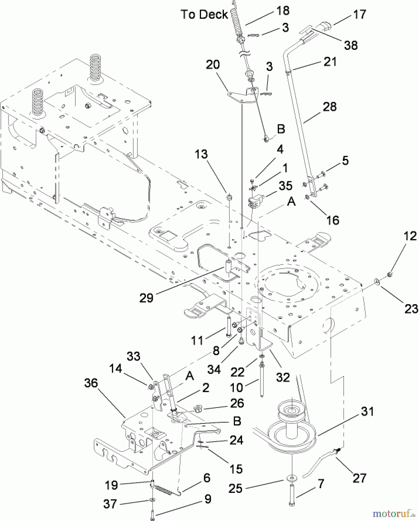  Toro Neu Mowers, Lawn & Garden Tractor Seite 1 13AX61RH744 (LX465) - Toro LX465 Lawn Tractor, 2007 (SN 1A117H10393-) PTO ENGAGE ASSEMBLY