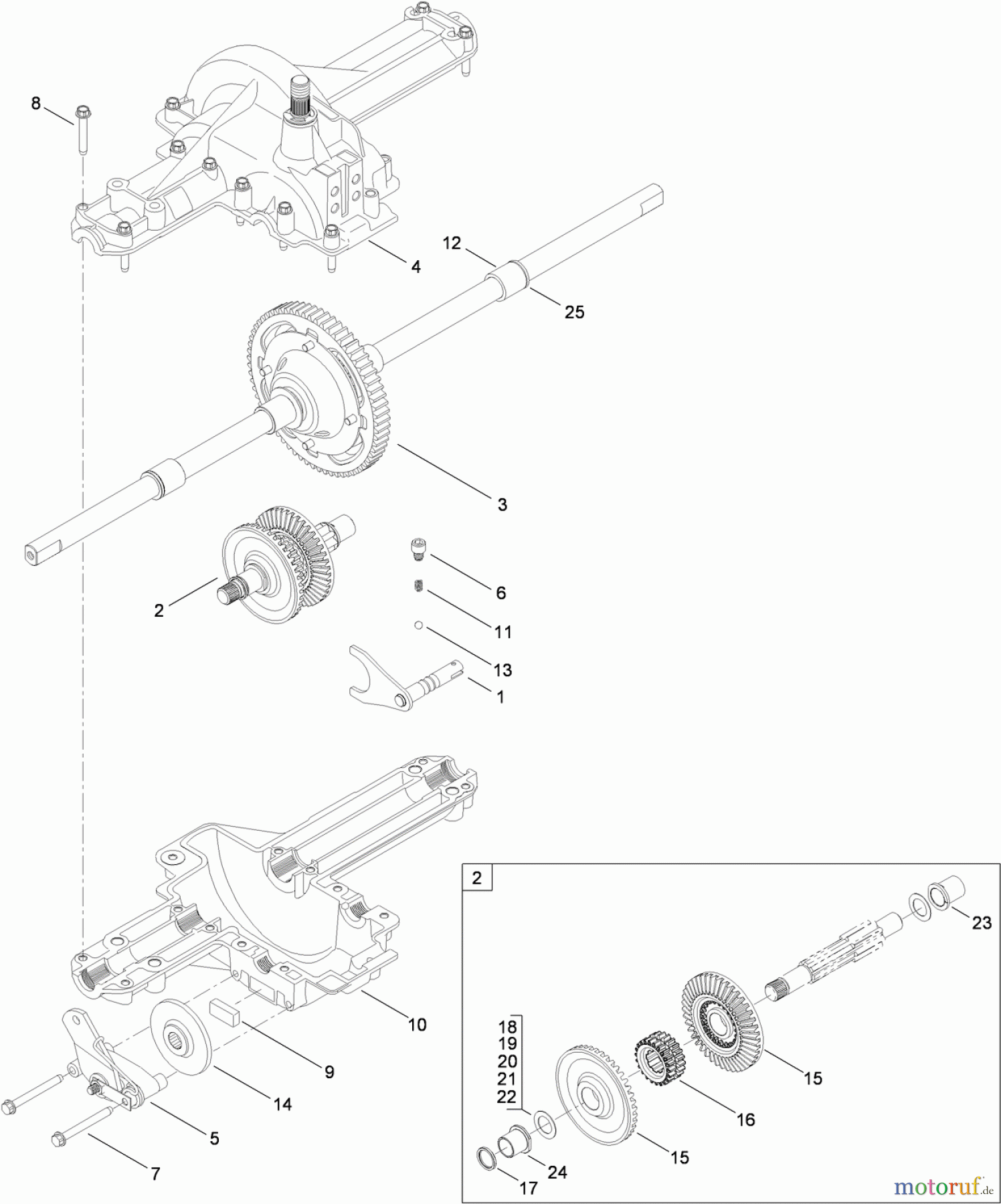  Toro Neu Mowers, Lawn & Garden Tractor Seite 1 13AX90RS848 (LX423) - Toro LX423 Lawn Tractor, 2010 (1-1) TRANSMISSION ASSEMBLY NO. 112-6256