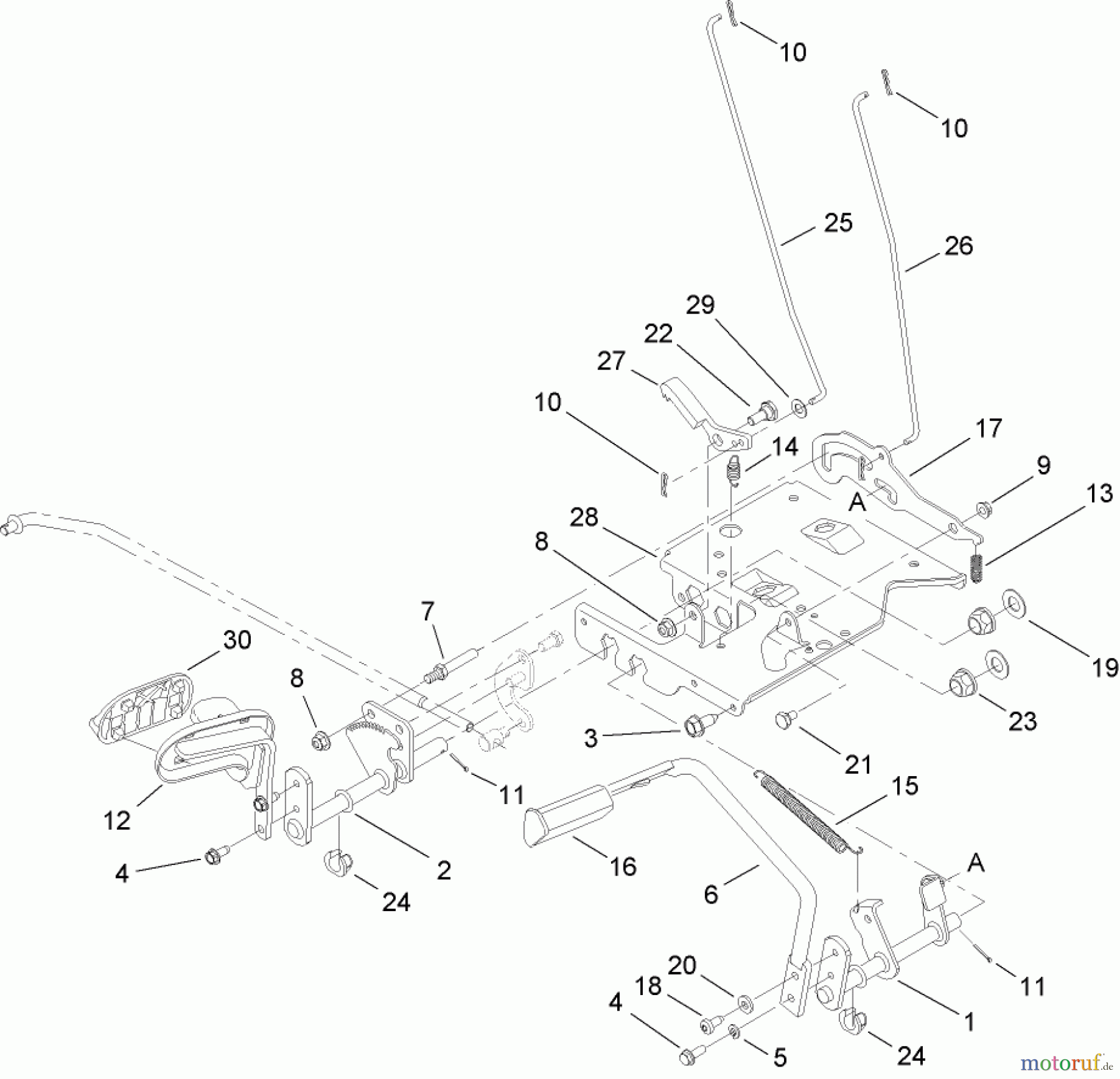  Toro Neu Mowers, Lawn & Garden Tractor Seite 1 14AK81RK744 (GT2300) - Toro GT2300 Garden Tractor, 2006 (1A186H30000-) BRAKE AND TRACTION ASSEMBLY