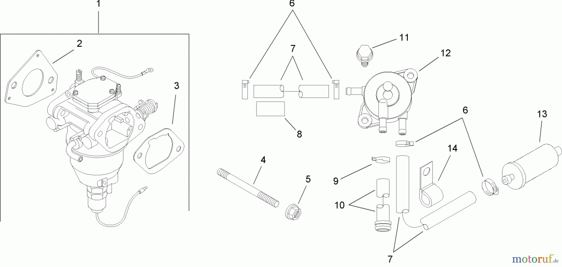  Toro Neu Mowers, Lawn & Garden Tractor Seite 1 14AK81RK744 (GT2300) - Toro GT2300 Garden Tractor, 2006 (1A186H30000-) FUEL SYSTEM ASSEMBLY KOHLER SV735-0011