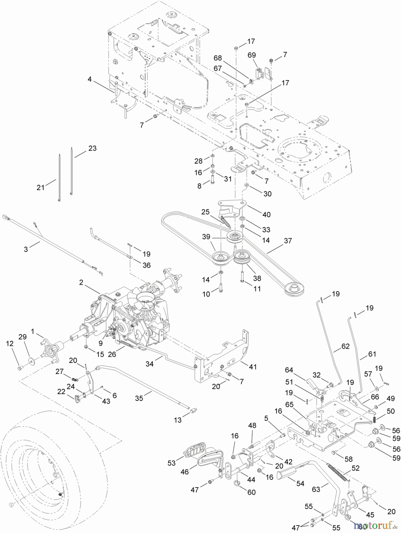  Toro Neu Mowers, Lawn & Garden Tractor Seite 1 14AQ81RP048 (GT2200) - Toro GT2200 Garden Tractor, 2008 (SN 1-) DRIVE SYSTEM ASSEMBLY