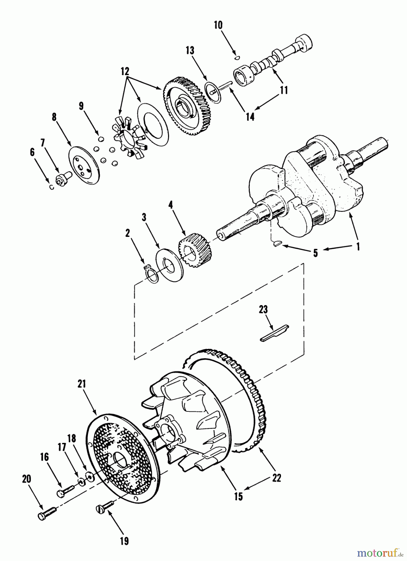  Toro Neu Mowers, Lawn & Garden Tractor Seite 1 31-14K804 (414-8) - Toro 414-8 Garden Tractor, 1989 ONAN CRANKSHAFT, CAMSHAFT, FLYWHEEL