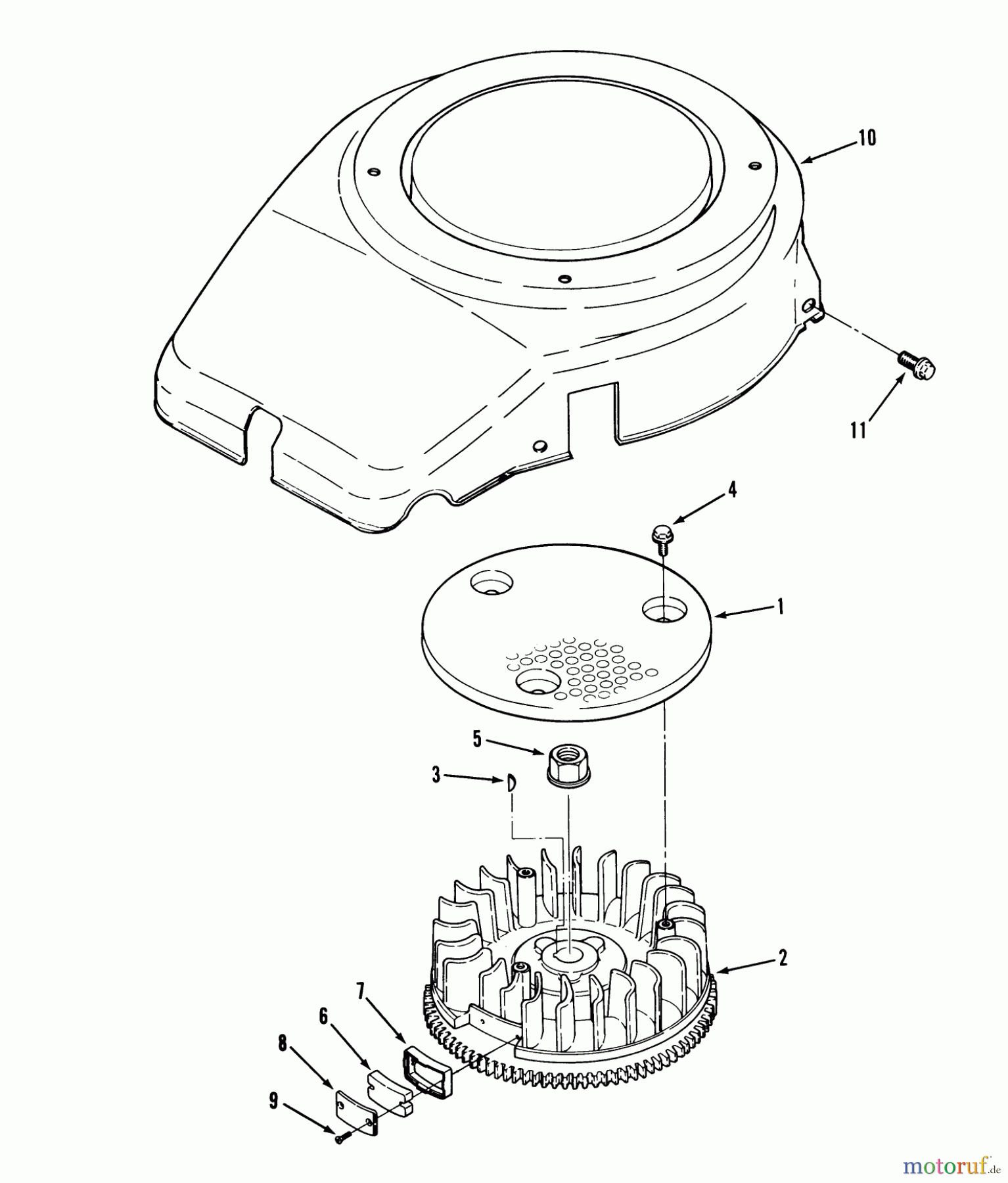  Toro Neu Mowers, Lawn & Garden Tractor Seite 1 22-14O501 (244-5) - Toro 244-5 Yard Tractor, 1991 (1000001-1999999) 14HP ENGINE FLYWHEEL & COVER ASSEMBLY