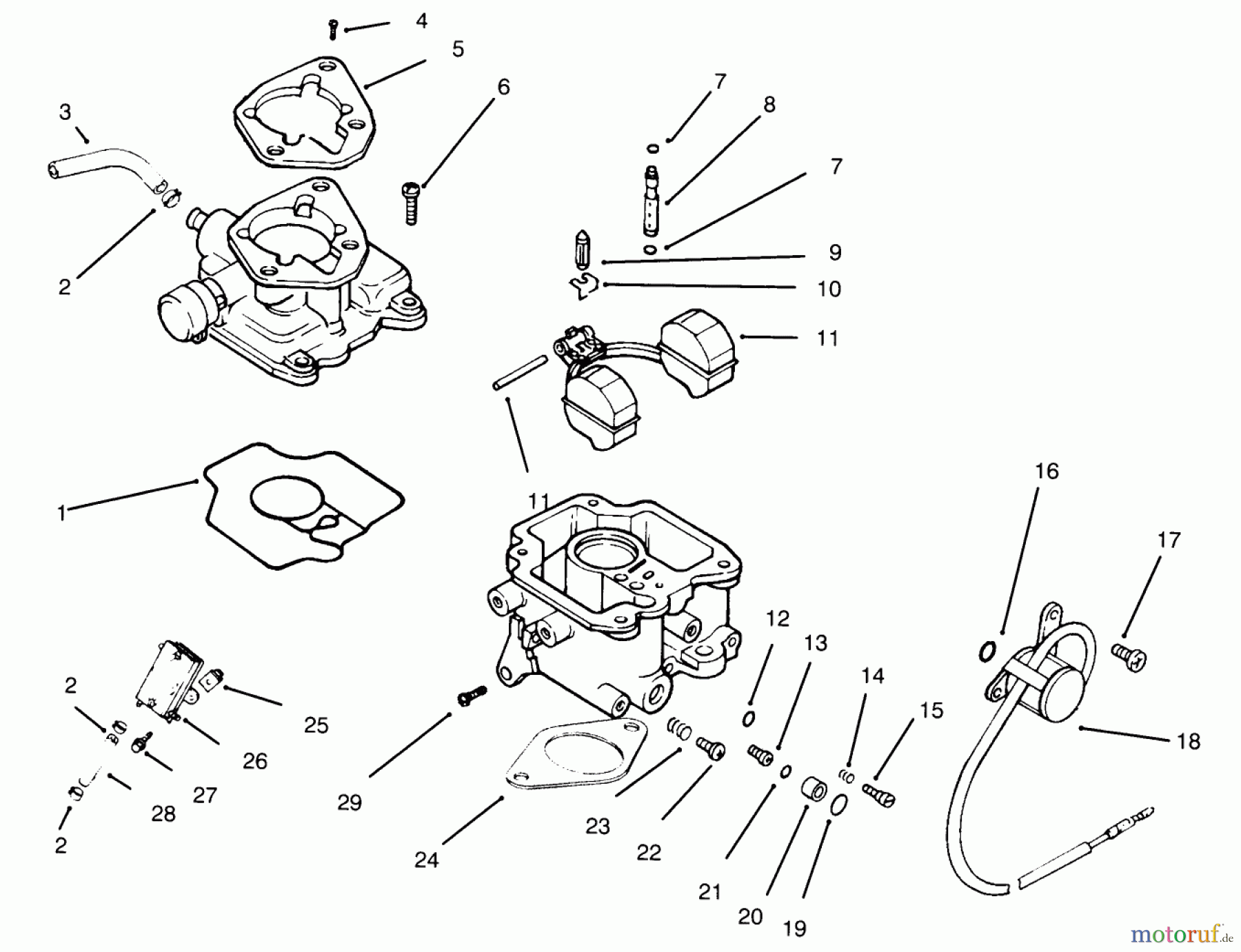  Toro Neu Mowers, Lawn & Garden Tractor Seite 1 30610 (120) - Toro Proline 120, 1995 (590001-591299) CARBURETOR AND FUEL PUMP