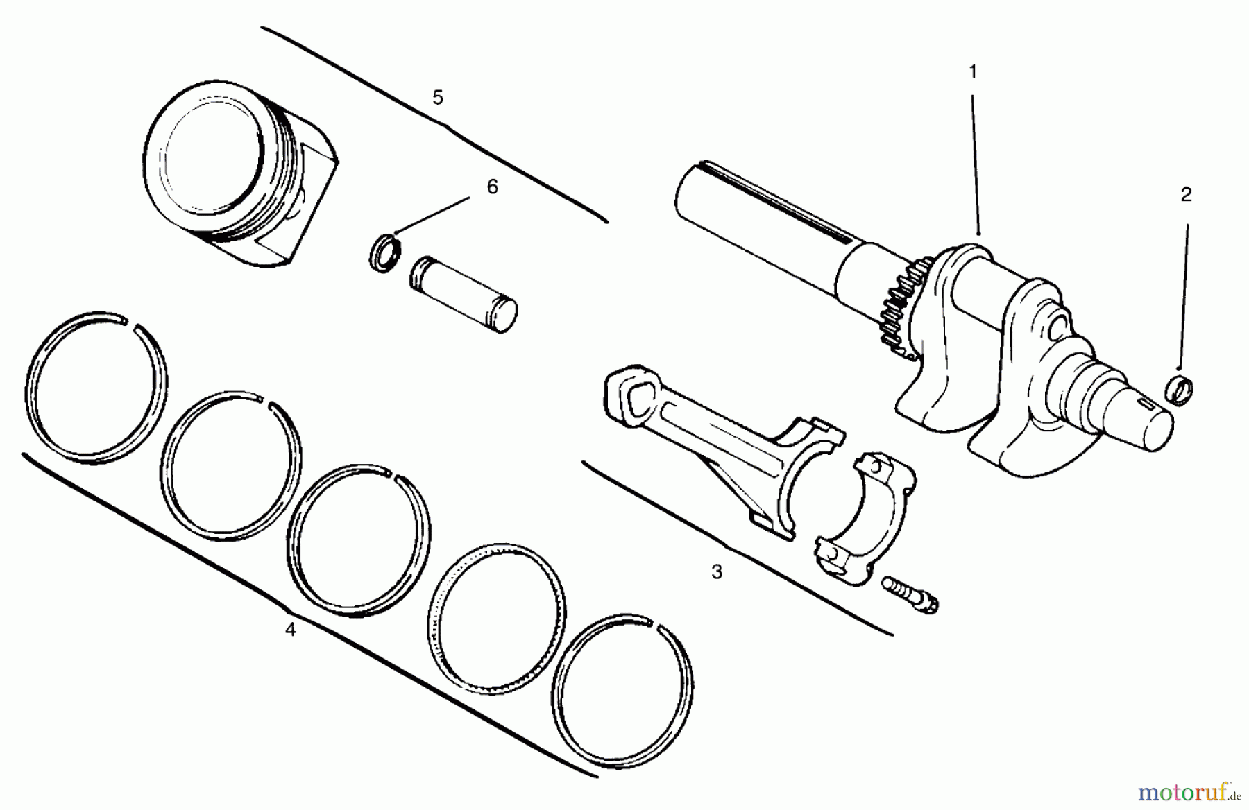  Toro Neu Mowers, Lawn & Garden Tractor Seite 1 30610 (120) - Toro Proline 120, 1995 (590001-591299) CRANKSHAFT, PISTON AND RINGS