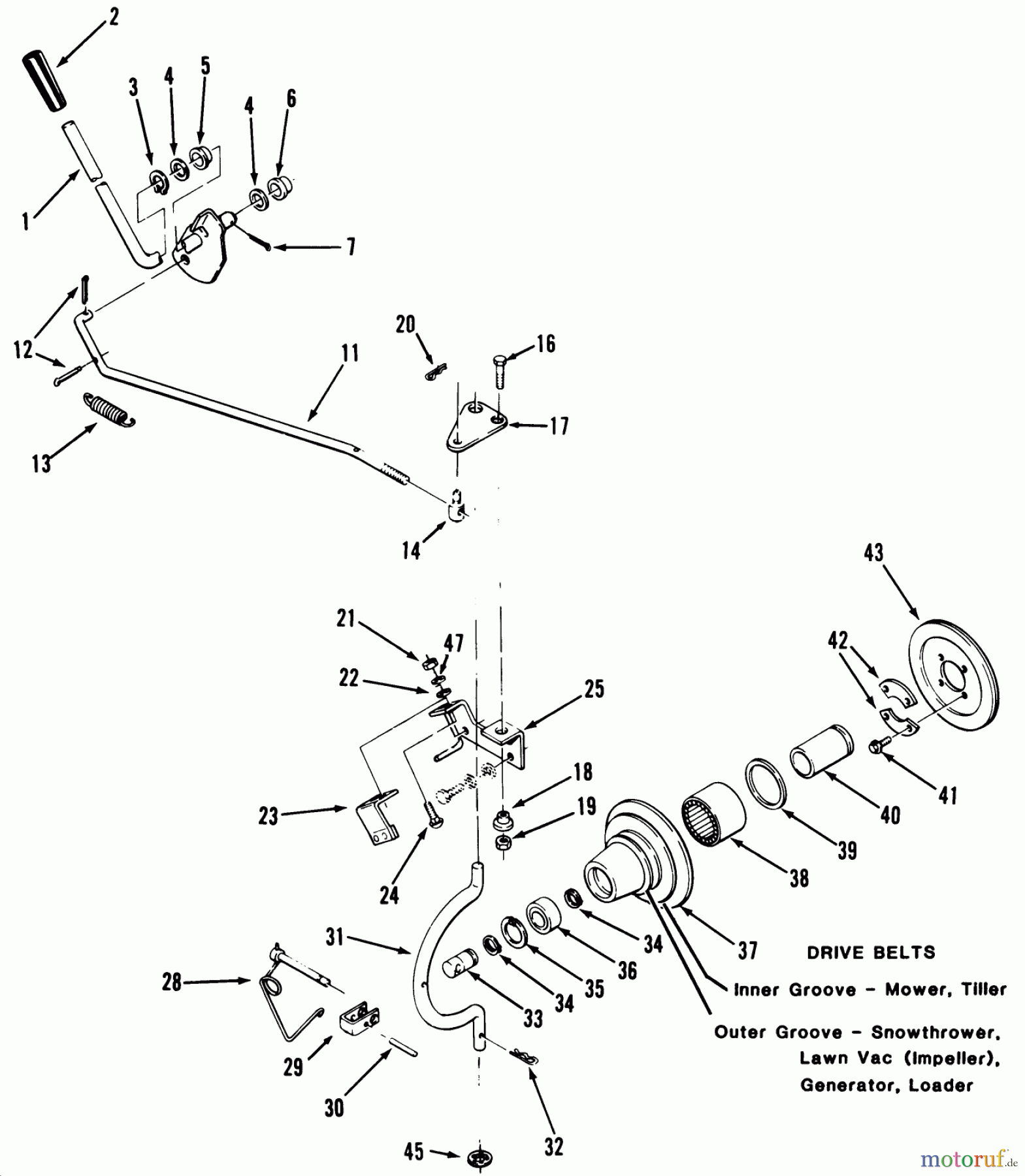  Toro Neu Mowers, Lawn & Garden Tractor Seite 1 31-10K802 (310-8) - Toro 310-8 Garden Tractor, 1991 (1000001-1999999) PTO CLUTCH AND CONTROL