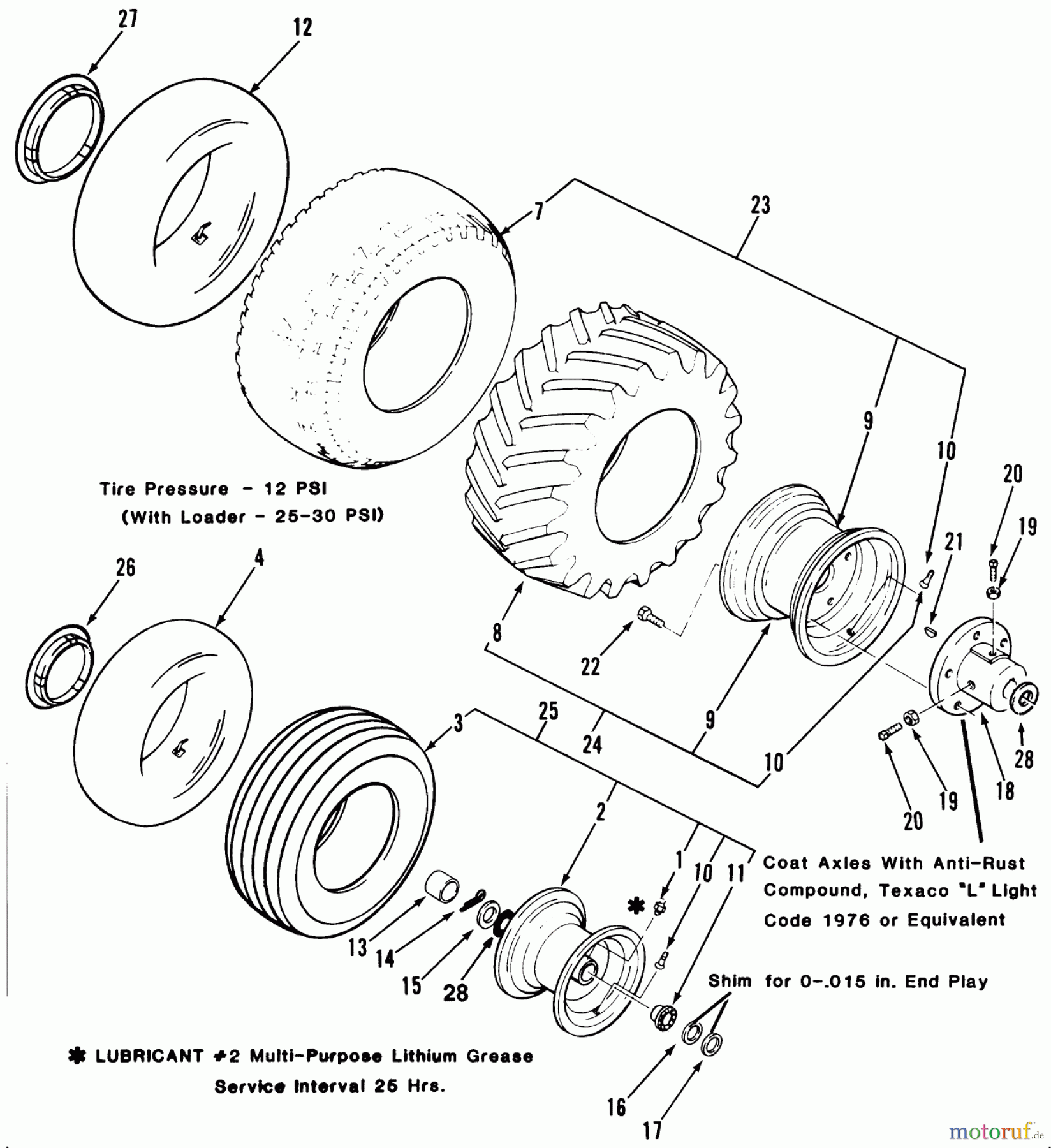  Toro Neu Mowers, Lawn & Garden Tractor Seite 1 31-16O803 (416-8) - Toro 416-8 Garden Tractor, 1991 (1000001-1999999) WHEELS AND TIRES